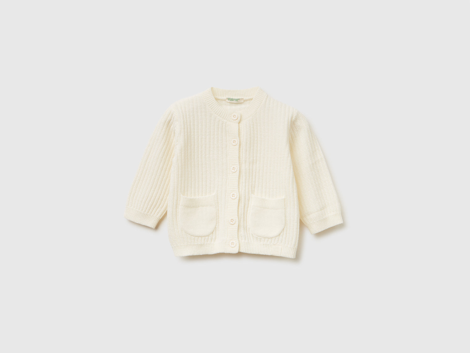 Cardigan in ciniglia da neonato bianco panna | Benetton Outlet
