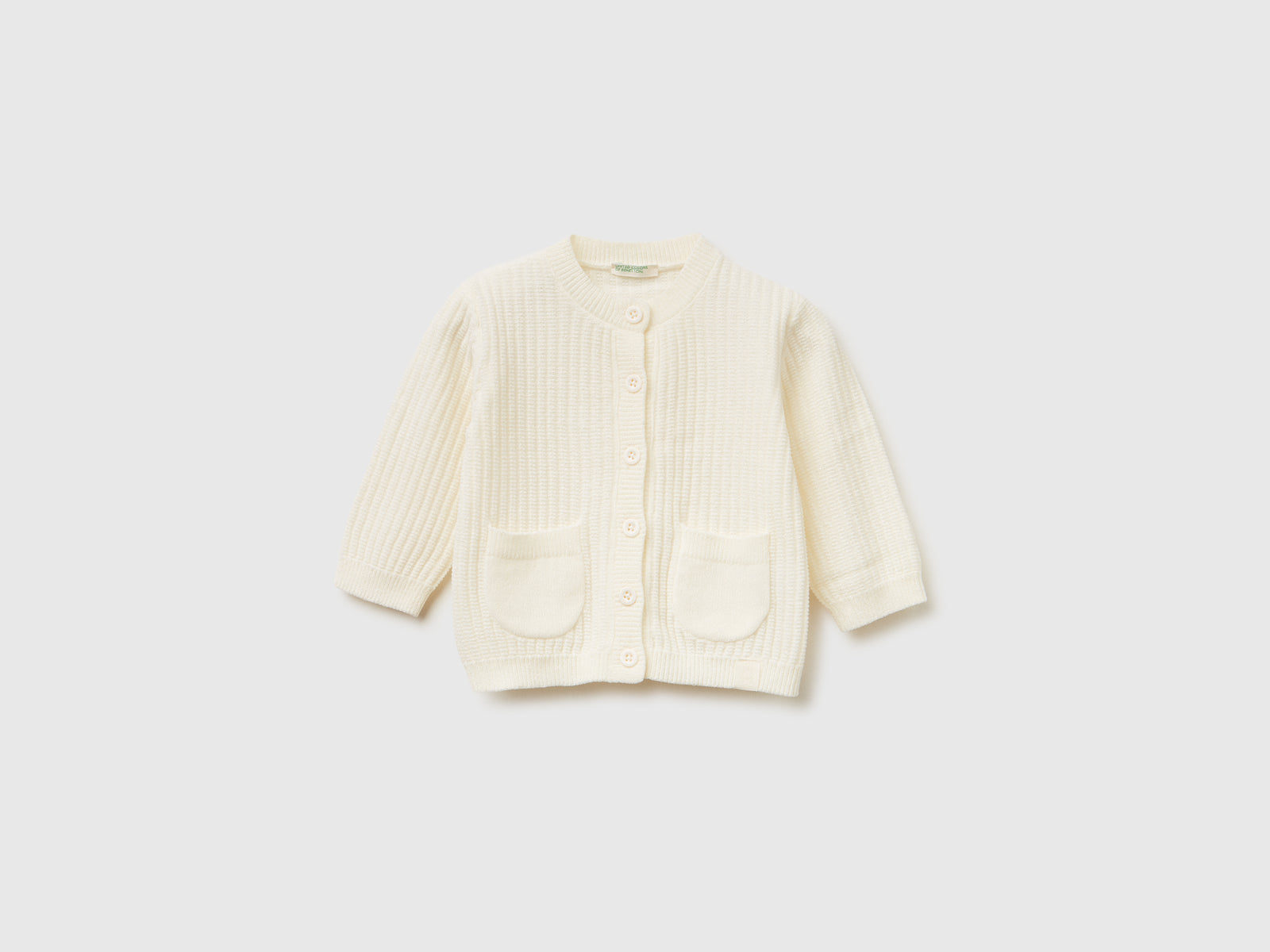 Cardigan in ciniglia da neonato bianco panna | Benetton Outlet
