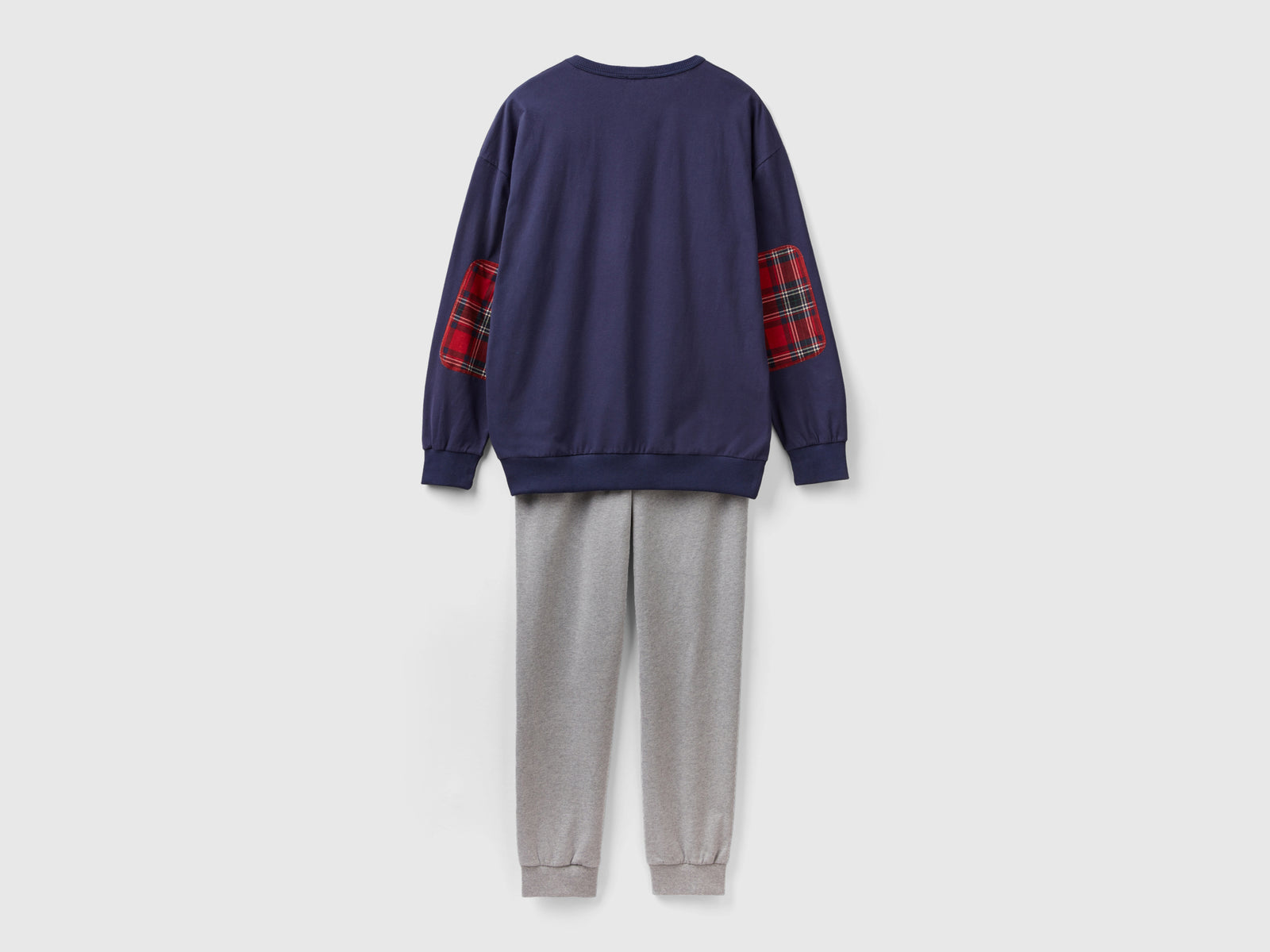 Caldo pigiama con dettagli tartan da uomo blu scuro 2 | Benetton Outlet