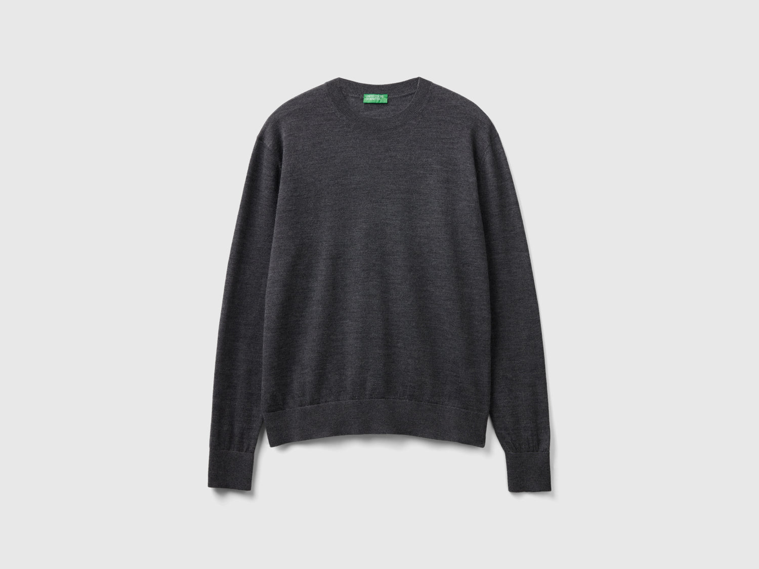 Maglia in pura lana Merino da uomo grigio scuro | Benetton Outlet