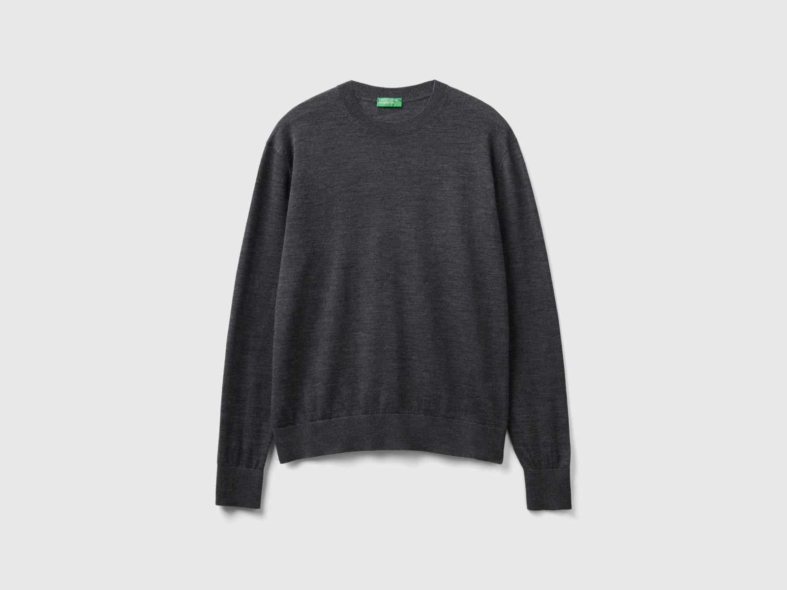 Maglia in pura lana Merino da uomo grigio scuro | Benetton Outlet