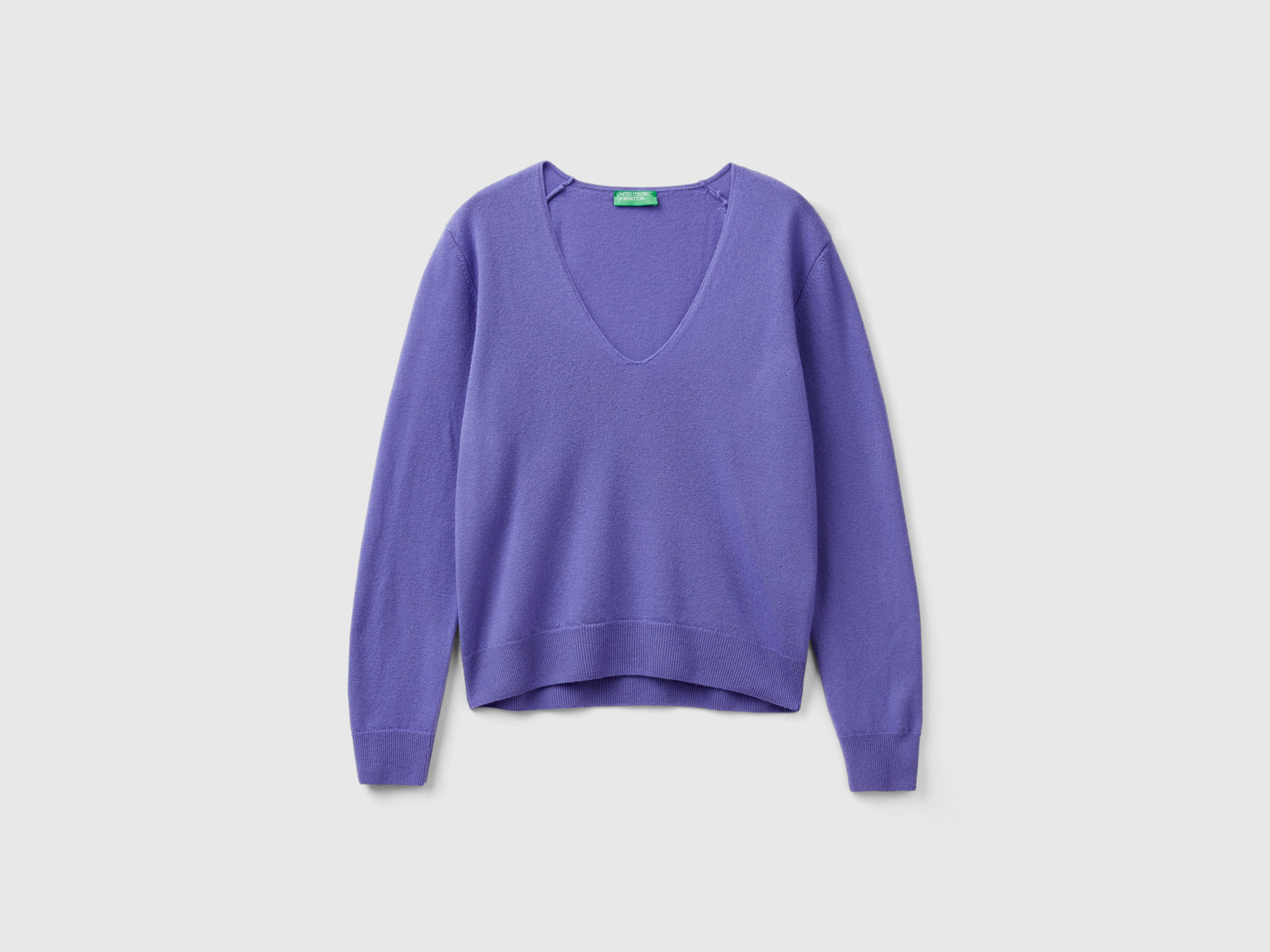 Pure Merino Wool V-Neck Sweater da donna viola | Benetton Outlet
