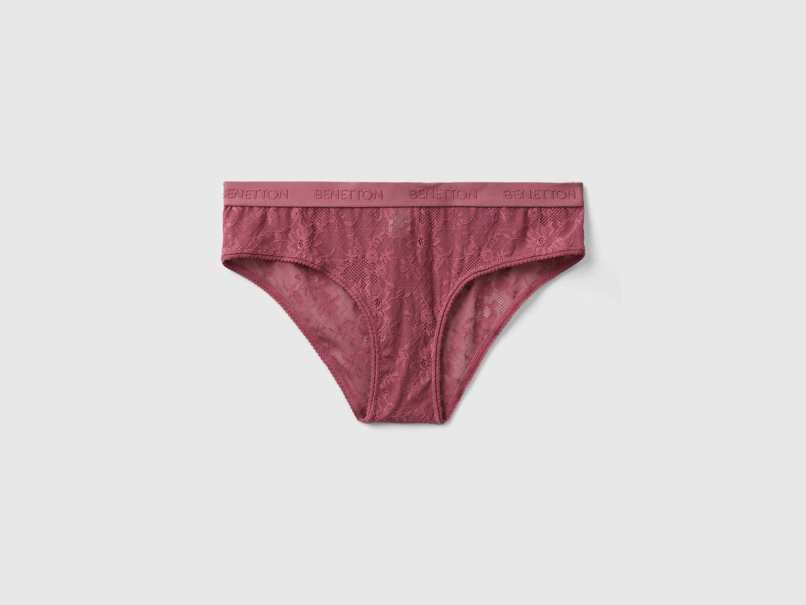 Slip in pizzo stretch da donna malva scuro | Benetton Outlet