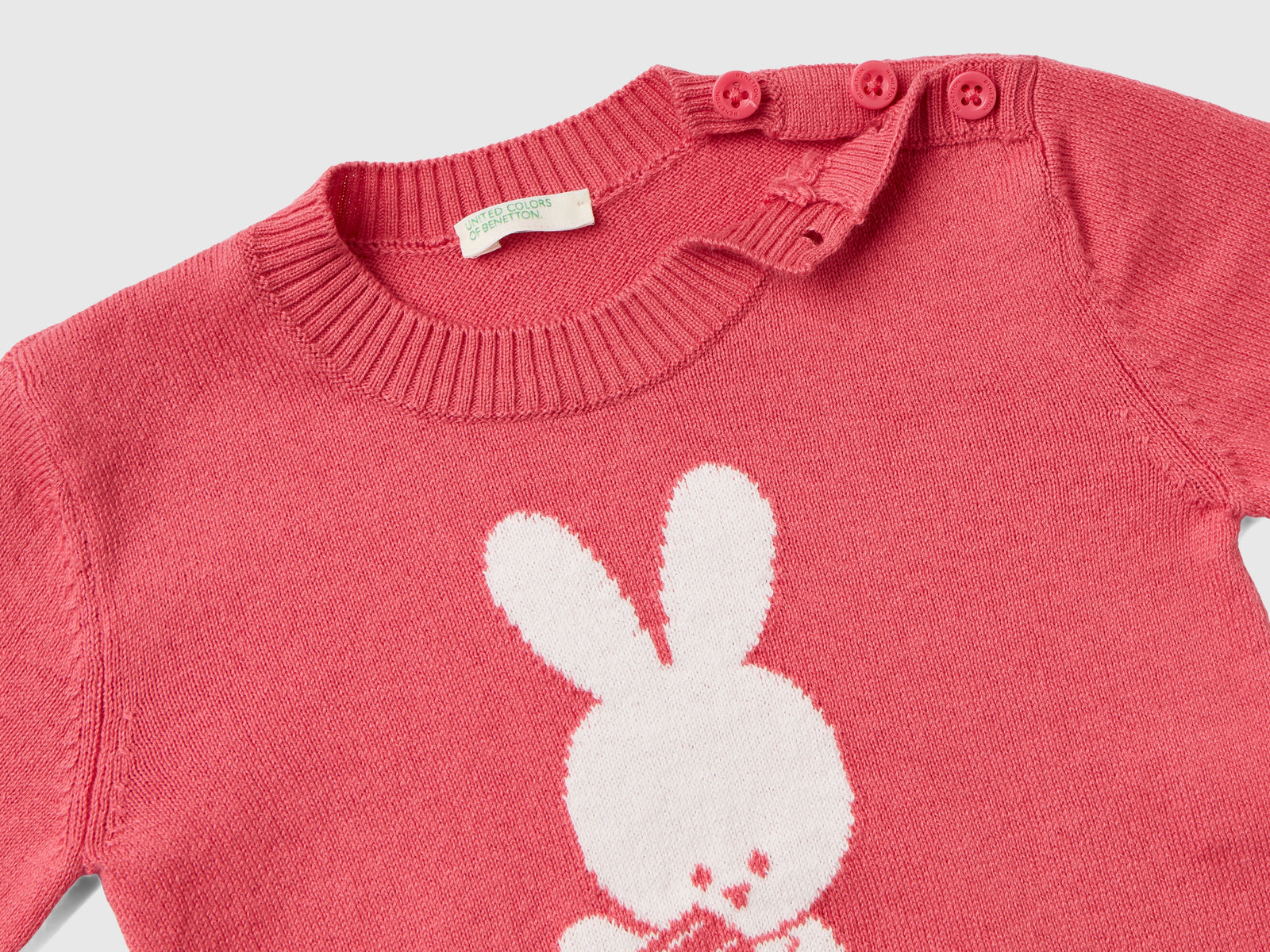 Maglia in caldo cotone con intarsio da neonato salmone 2 | Benetton Outlet