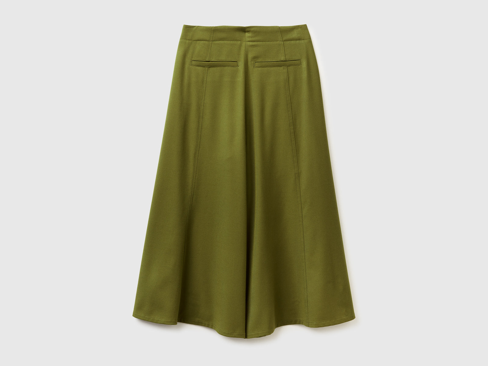 Pantaloni ampi cropped da donna verde militare 2 | Benetton Outlet