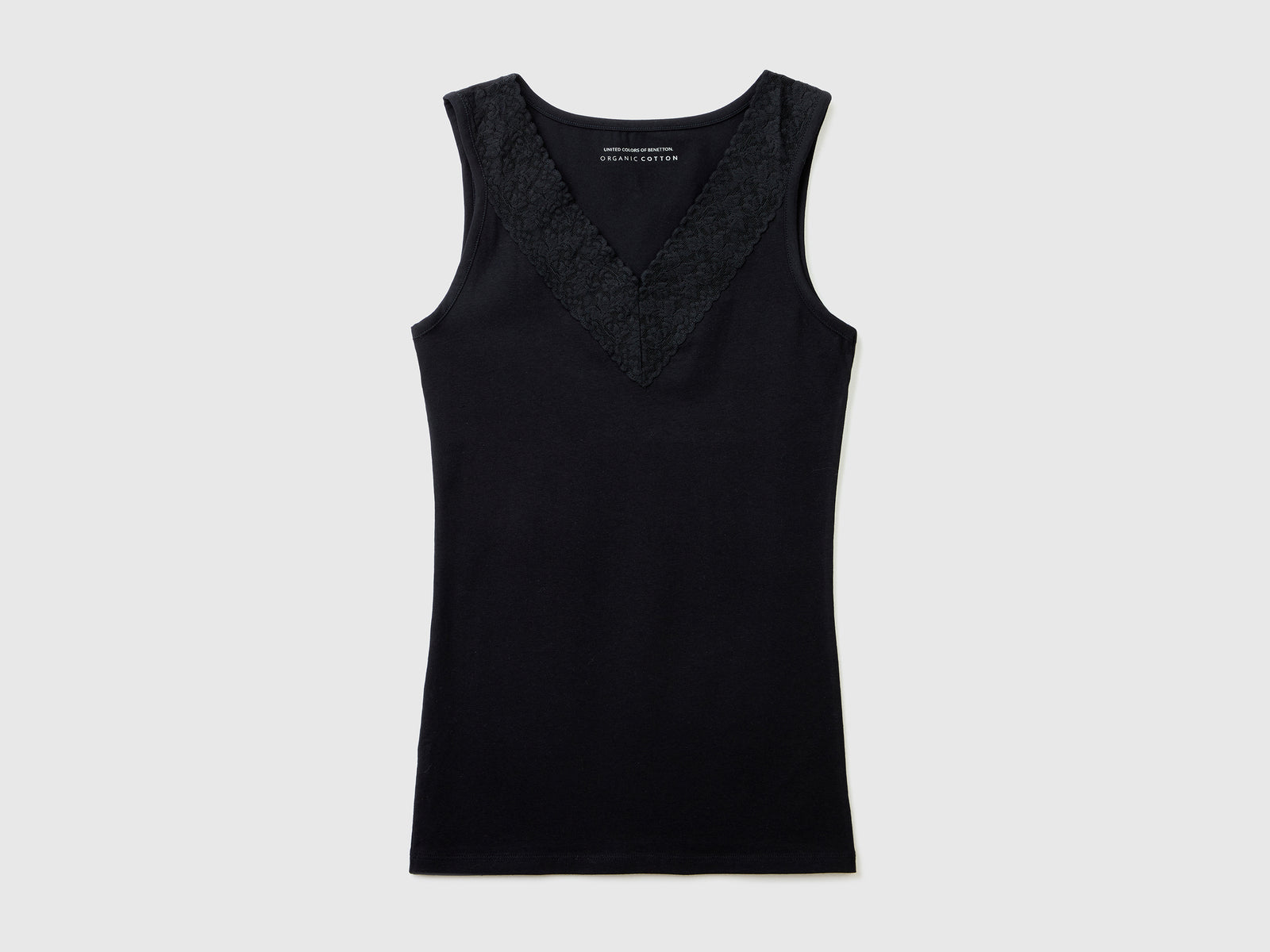 Canotta super stretch con pizzo da donna nero | Benetton Outlet