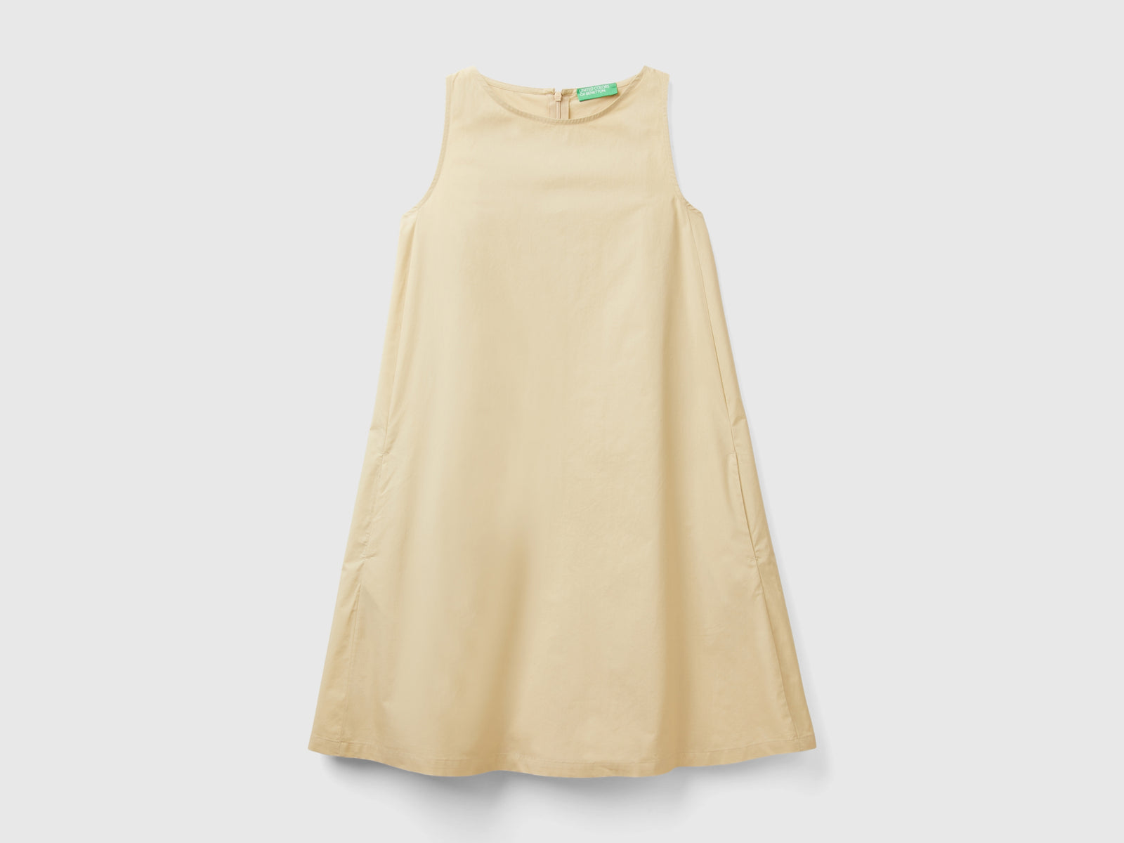 Abito smanicato a trapezio da donna beige | Benetton Outlet