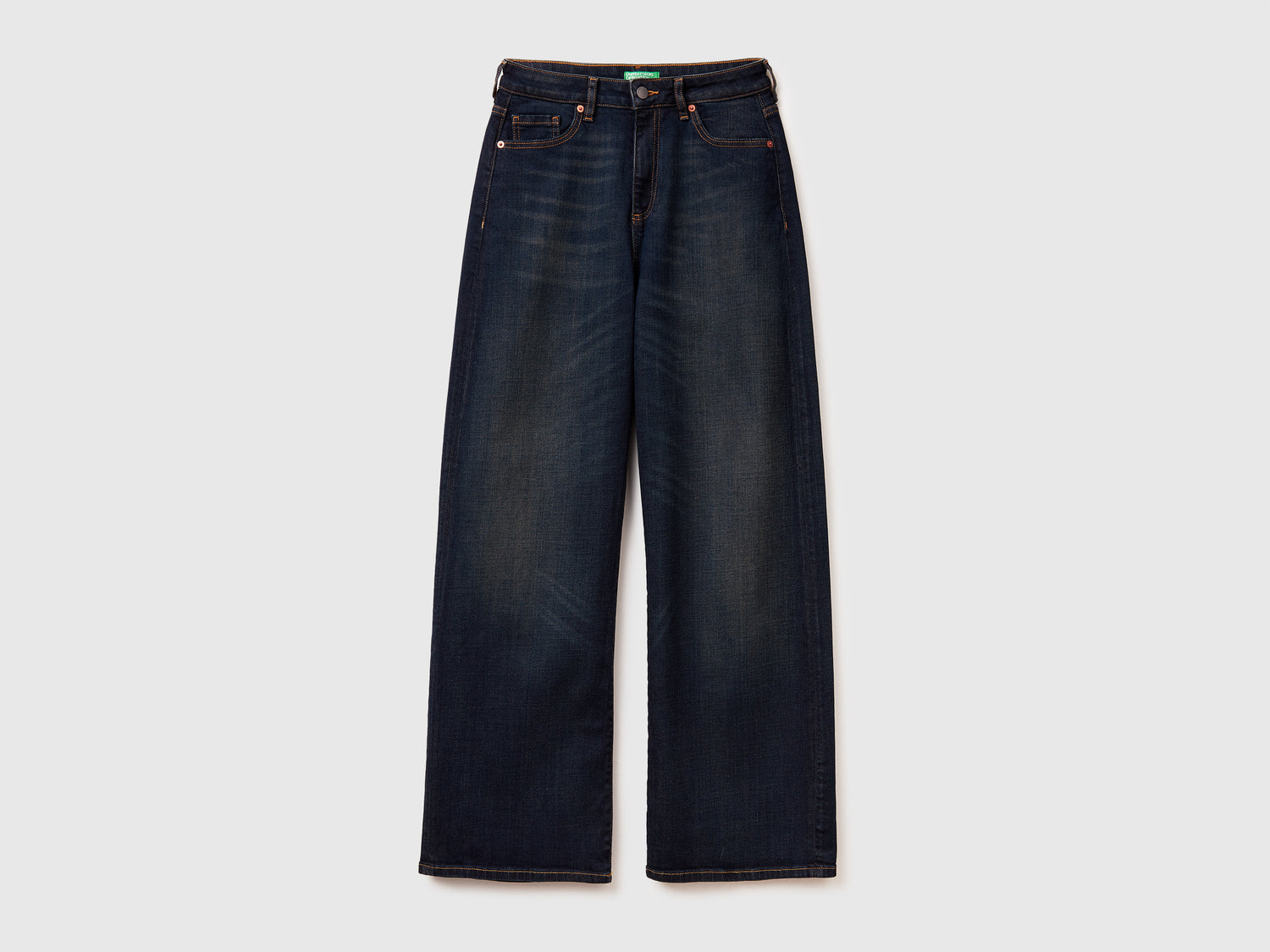 Jeans wide fit in cotone stretch da donna blu | Benetton Outlet