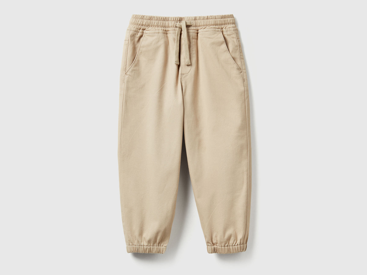 Joggers in cotone stretch con coulisse
