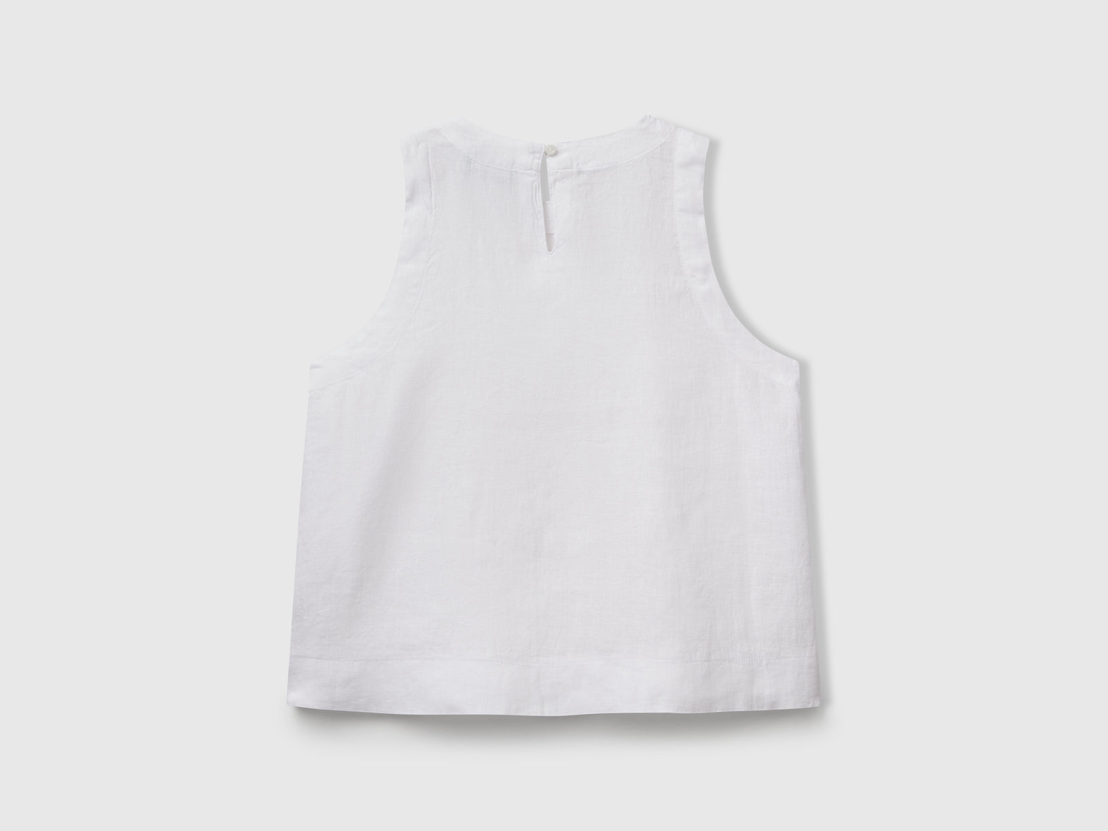 Top smanicato in puro lino da donna bianco 2 | Benetton Outlet