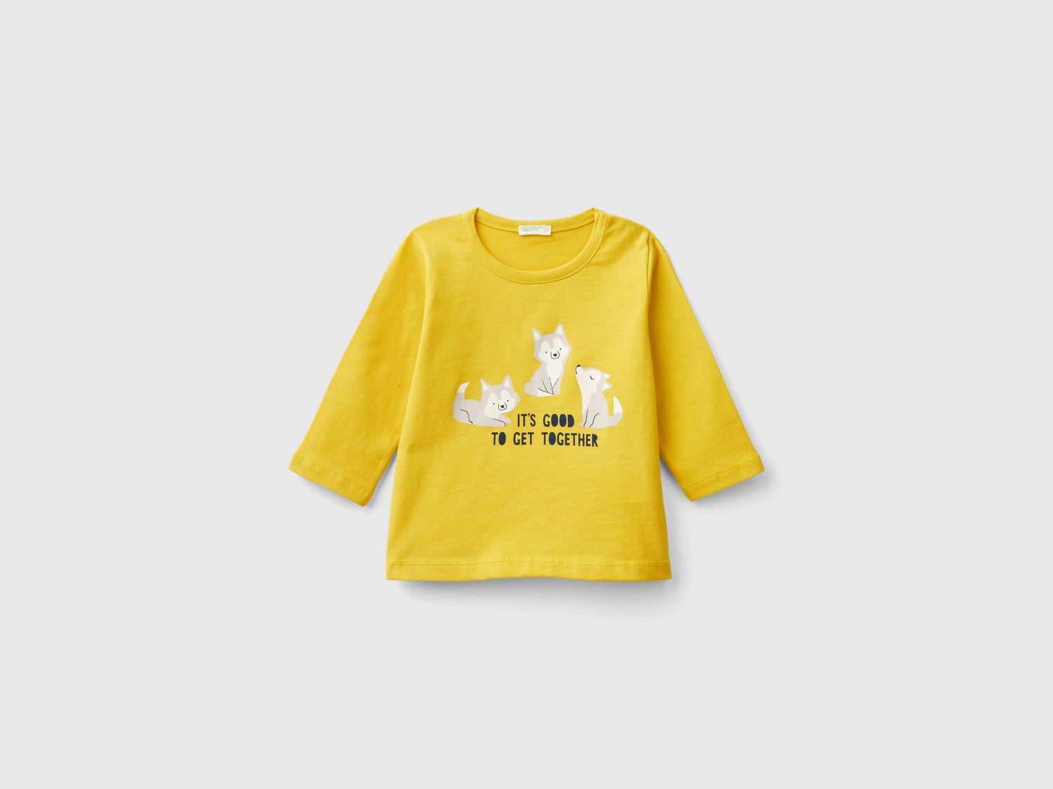 T-shirt a manica lunga in caldo cotone bio da neonato giallo | Benetton Outlet