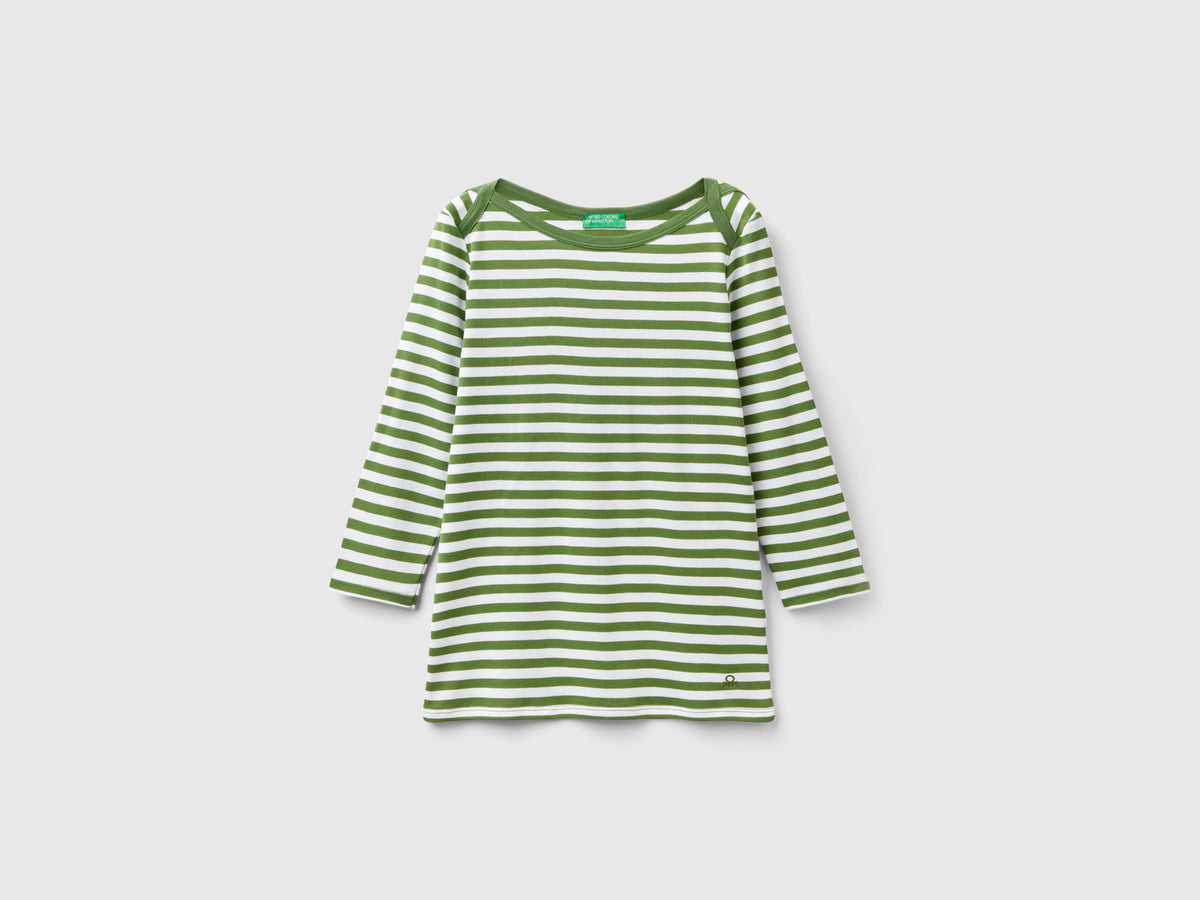T-shirt manica 3/4 a righe in puro cotone