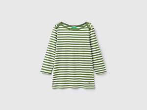 T-shirt manica 3/4 a righe in puro cotone