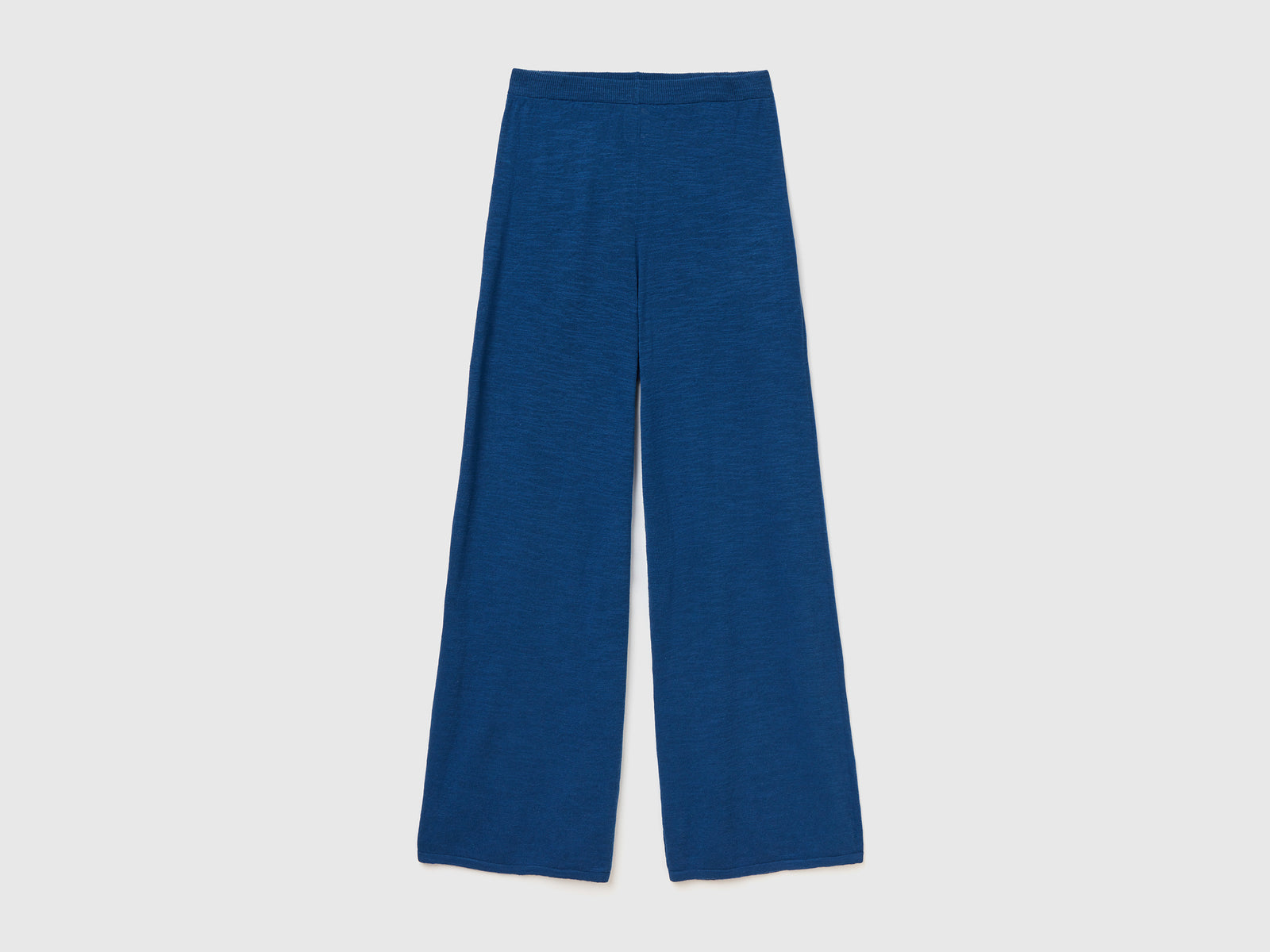 Pantaloni lunghi in maglia di misto cotone e lino da donna blu scuro | Benetton Outlet