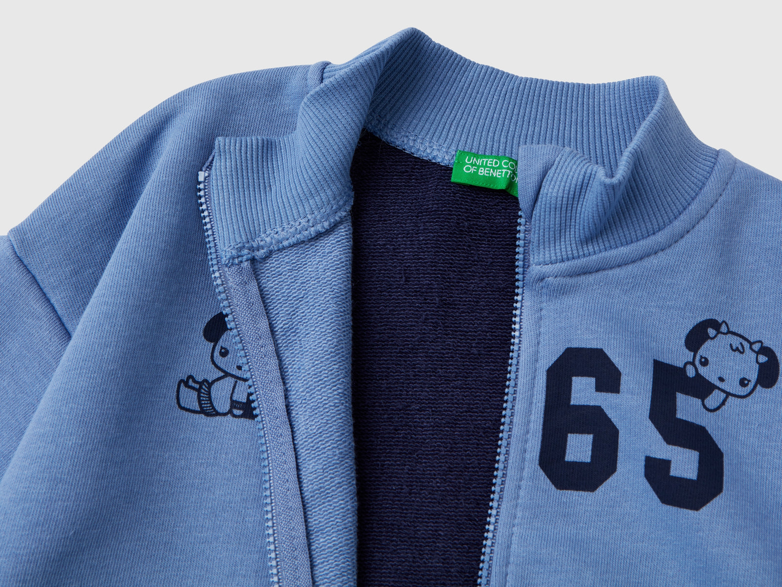 Felpa con zip e stampa da bimba multi-color 3 | Benetton Outlet