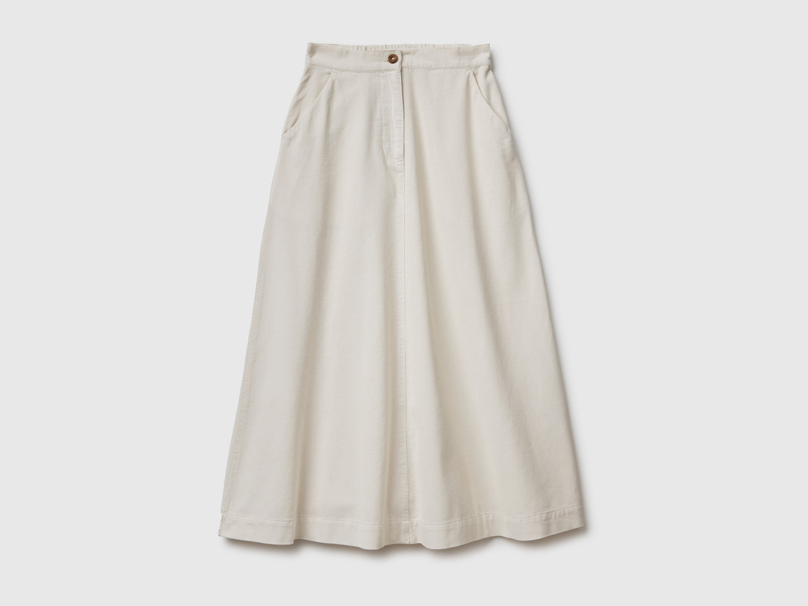 Gonna midi in velluto da donna bianco panna | Benetton Outlet