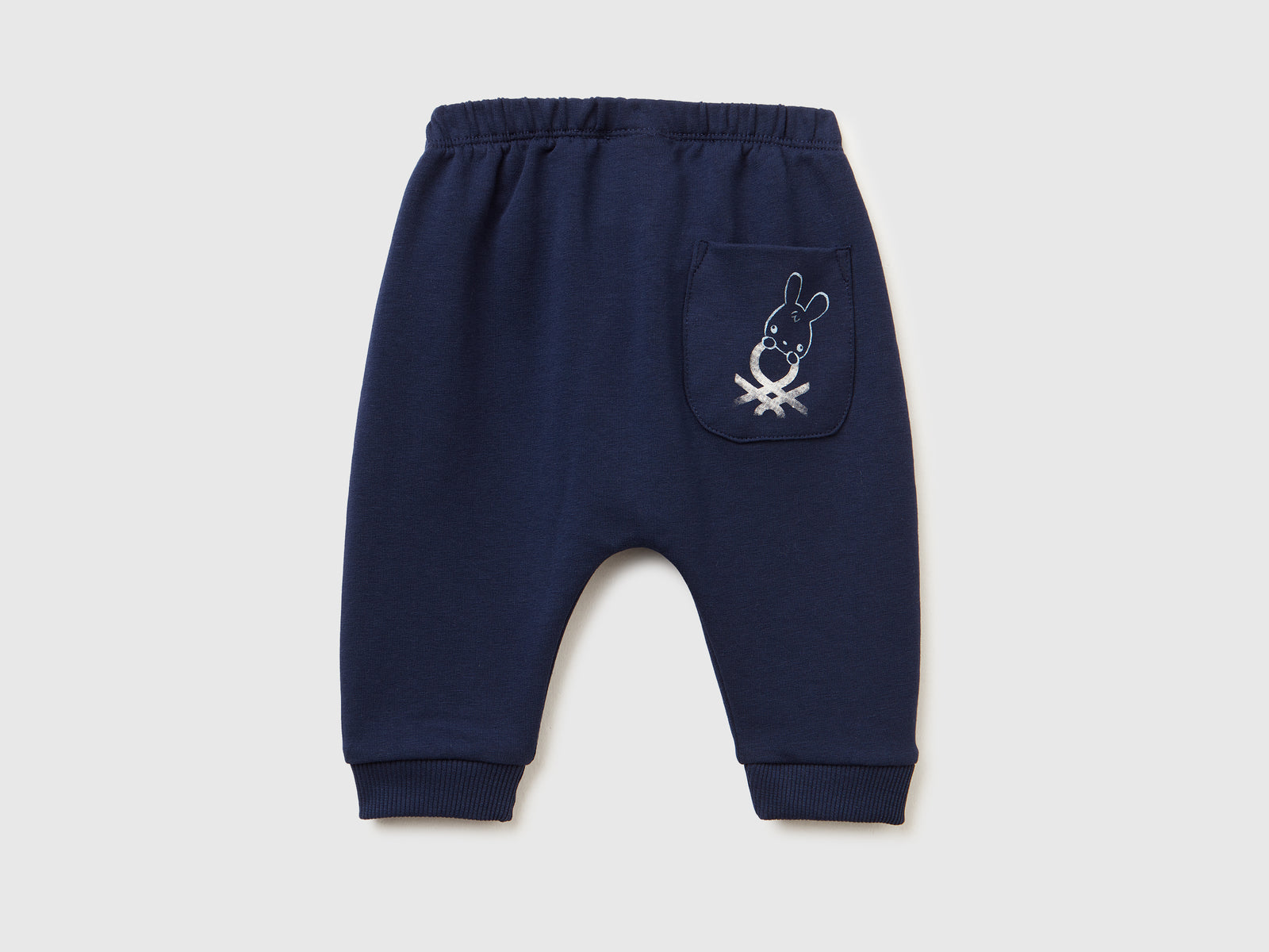 Pantaloni in calda felpa con taschino da neonato blu scuro 2 | Benetton Outlet