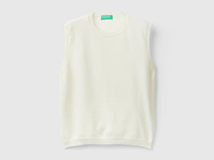 Cream gilet in pure Merino wool