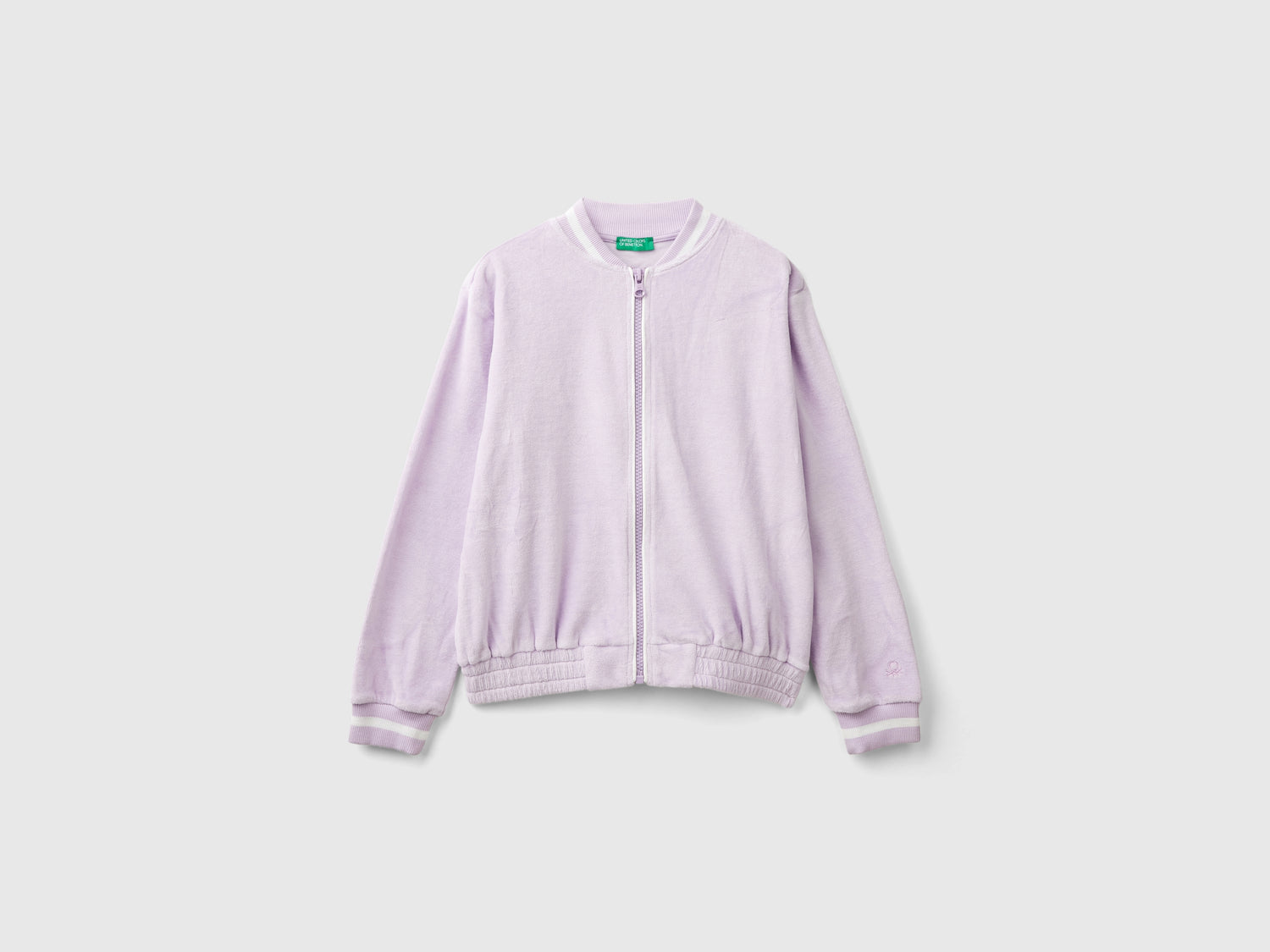 Felpa stile bomber in ciniglia da bambina lilla | Benetton Outlet