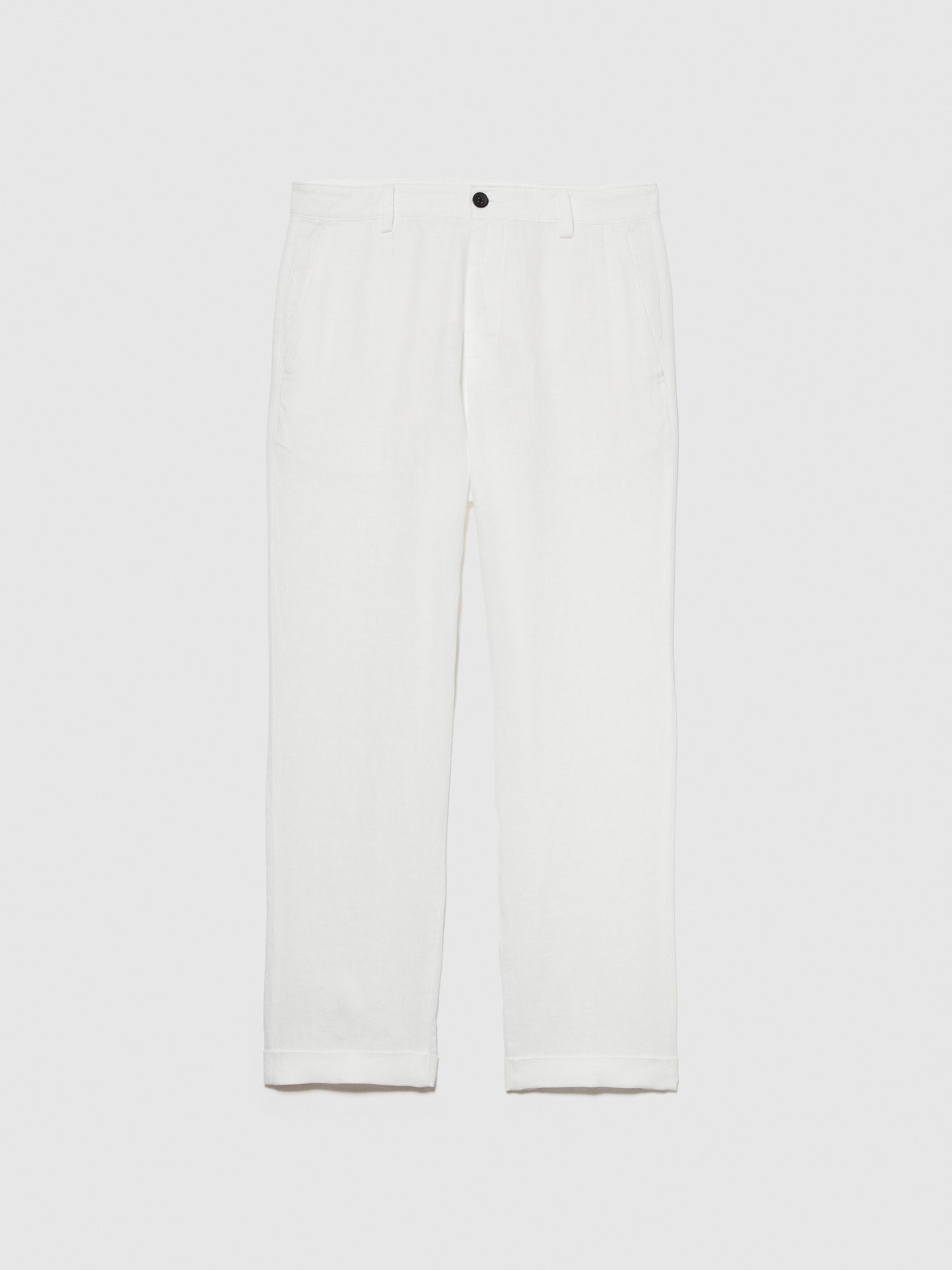 Pantaloni regular fit 100% lino da uomo bianco | Sisley Outlet