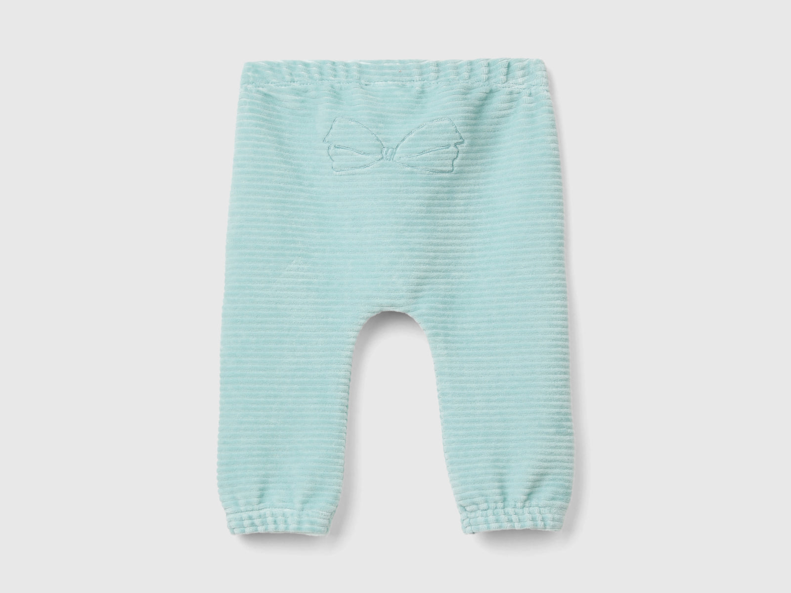 Pantaloni in ciniglia con ricamo da neonato verde acqua 2 | Benetton Outlet