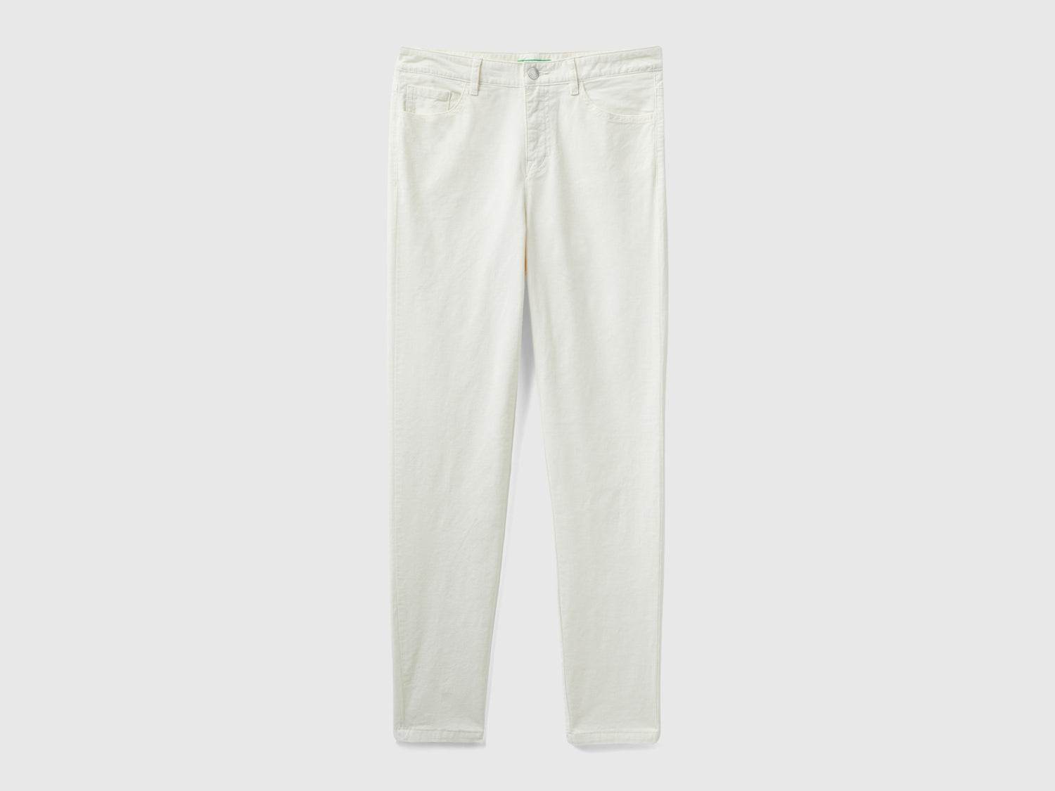 Pantaloni cinque tasche in velluto da donna bianco panna | Benetton Outlet