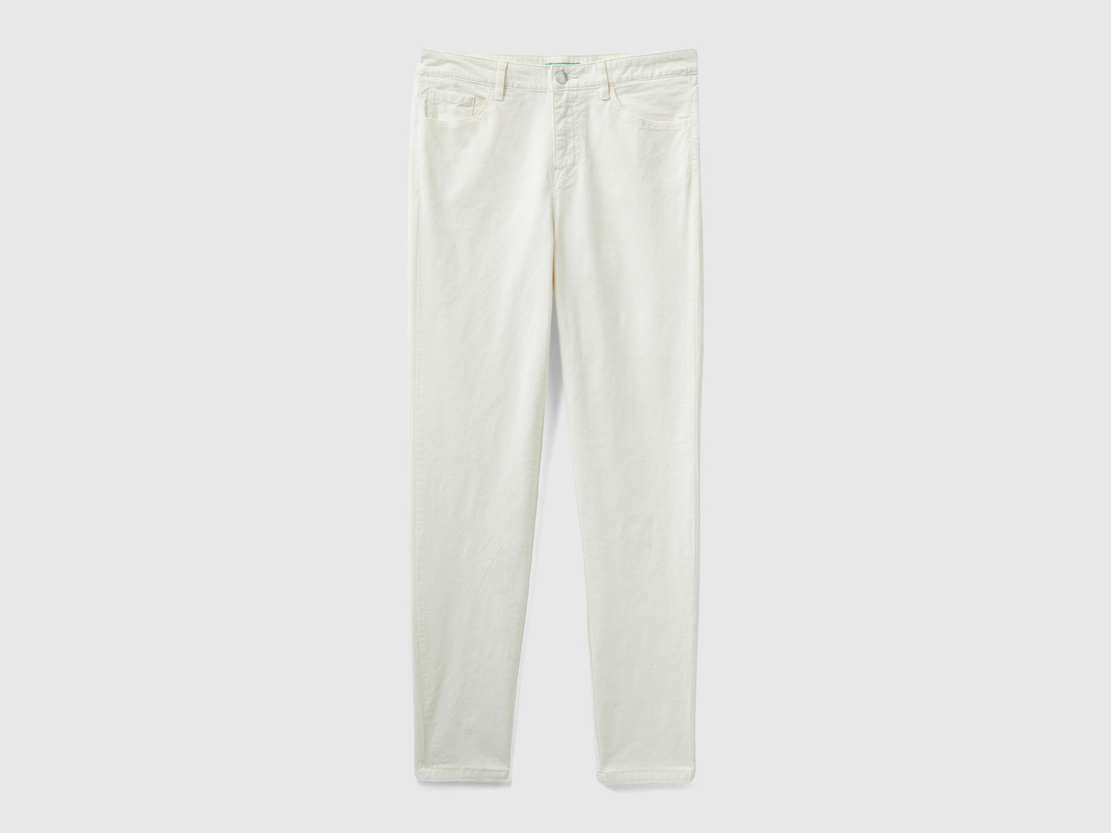 Pantaloni cinque tasche in velluto da donna bianco panna | Benetton Outlet