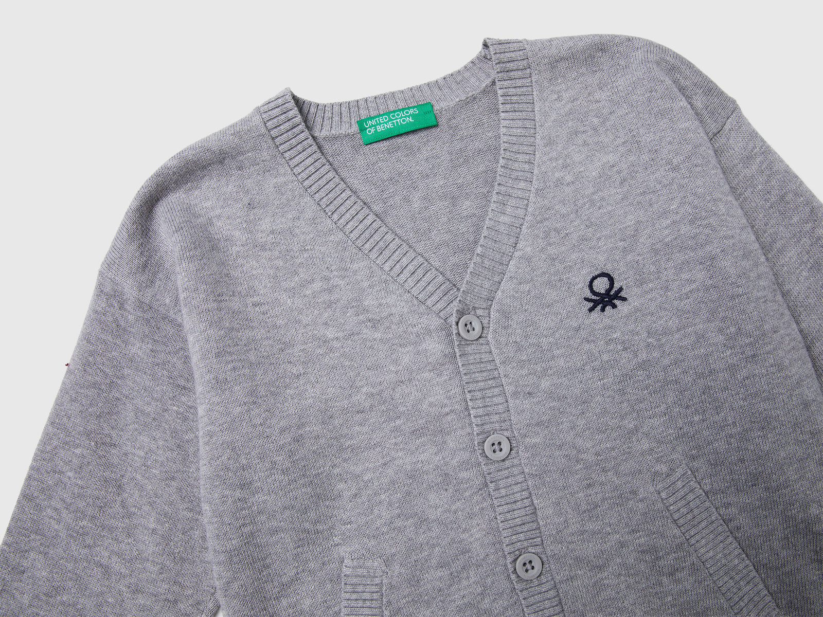 Cardigan con scollo a V da bimbo grigio chiaro 3 | Benetton Outlet