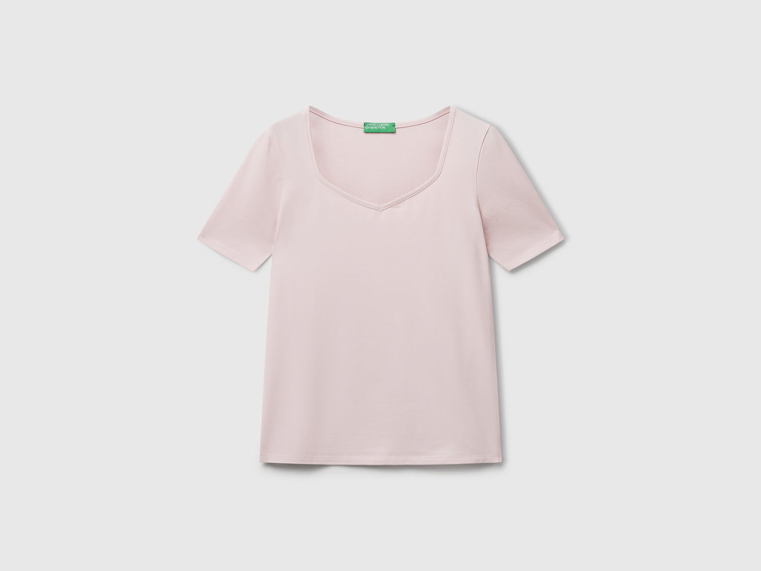 T-shirt slim fit da donna rosa tenue | Benetton Outlet