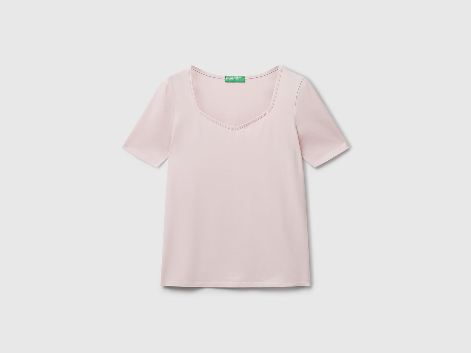 T-shirt slim fit da donna rosa tenue | Benetton Outlet