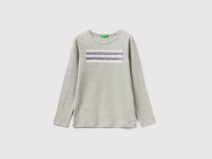 T-shirt manica lunga con stampa glitter