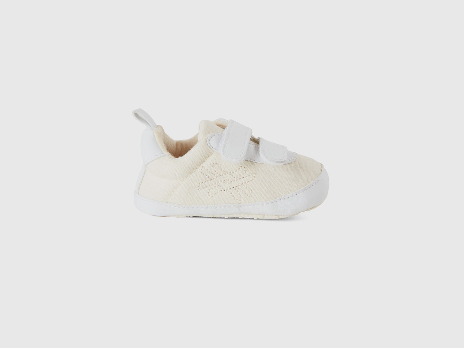 Scarpine primi passi di tela da neonato bianco panna | Benetton Outlet