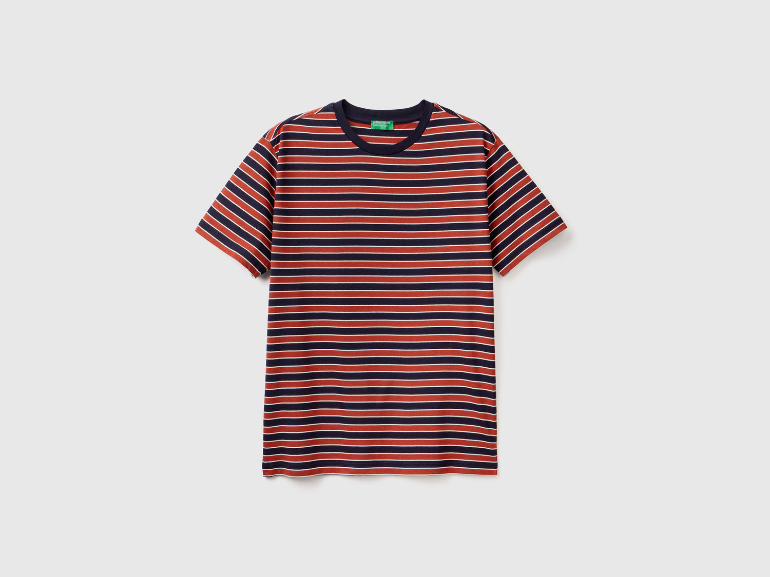 T-shirt a righe 100% cotone da uomo bianco | Benetton Outlet
