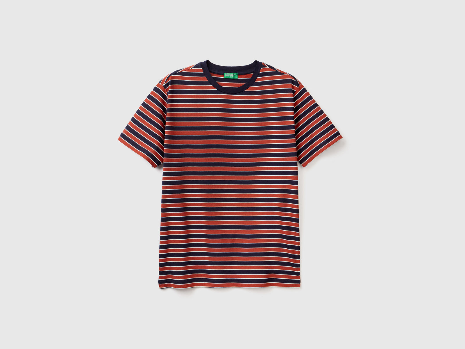 T-shirt a righe 100% cotone da uomo bianco | Benetton Outlet