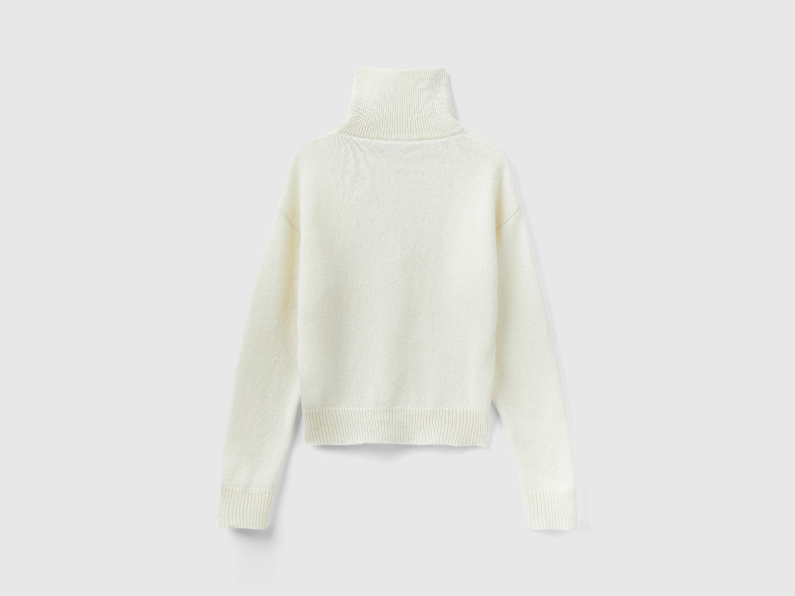 Maglione collo alto in pura lana Shetland da donna bianco panna 2 | Benetton Outlet
