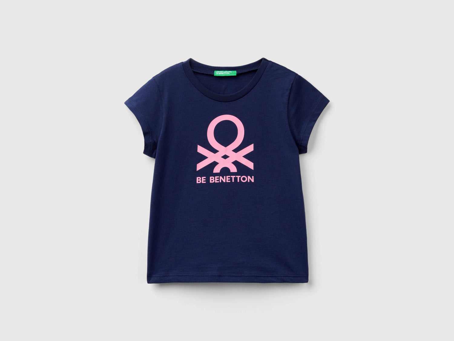 T-shirt 100% cotone con stampa da bimba blu scuro | Benetton Outlet