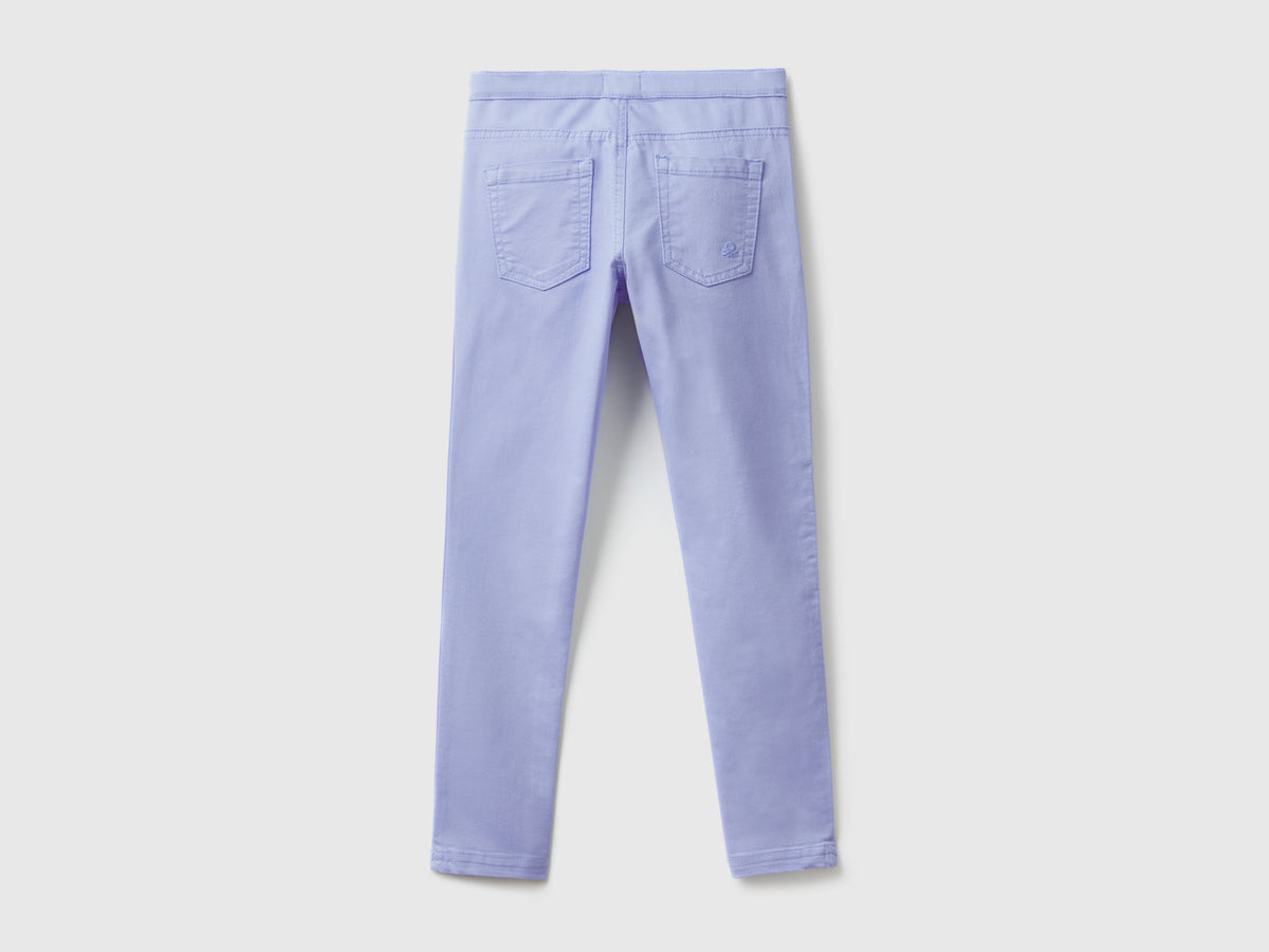 Pantaloni lunghi in misto cotone elasticizzato effetto denim