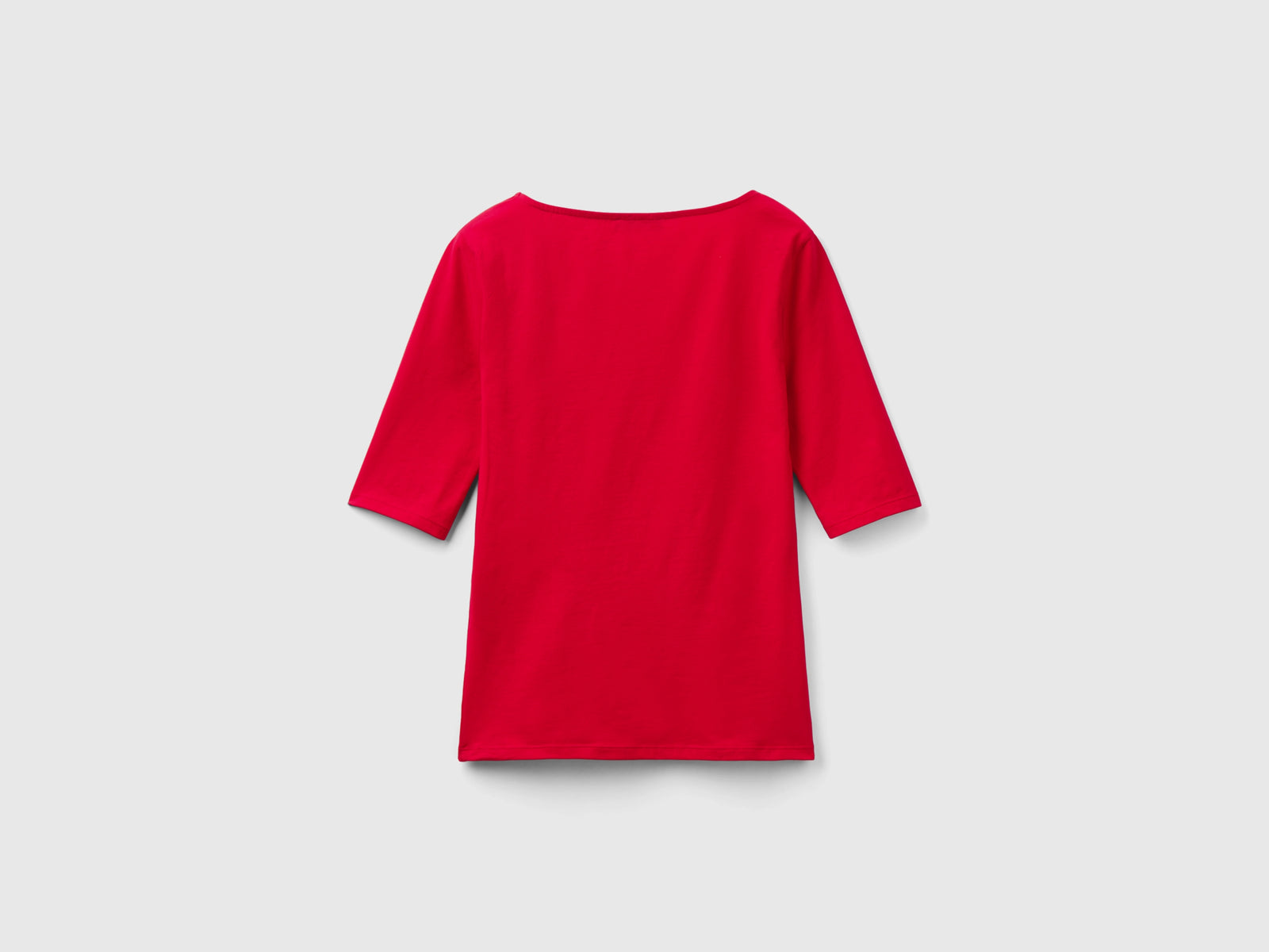 T-shirt aderente in cotone stretch da donna rosso 2 | Benetton Outlet