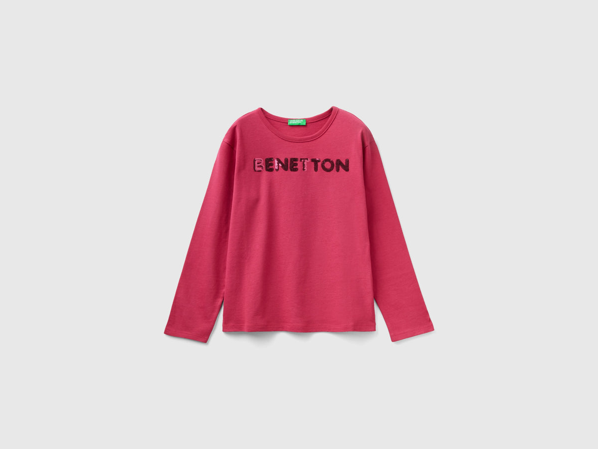 T-shirt in caldo cotone bio con paillettes