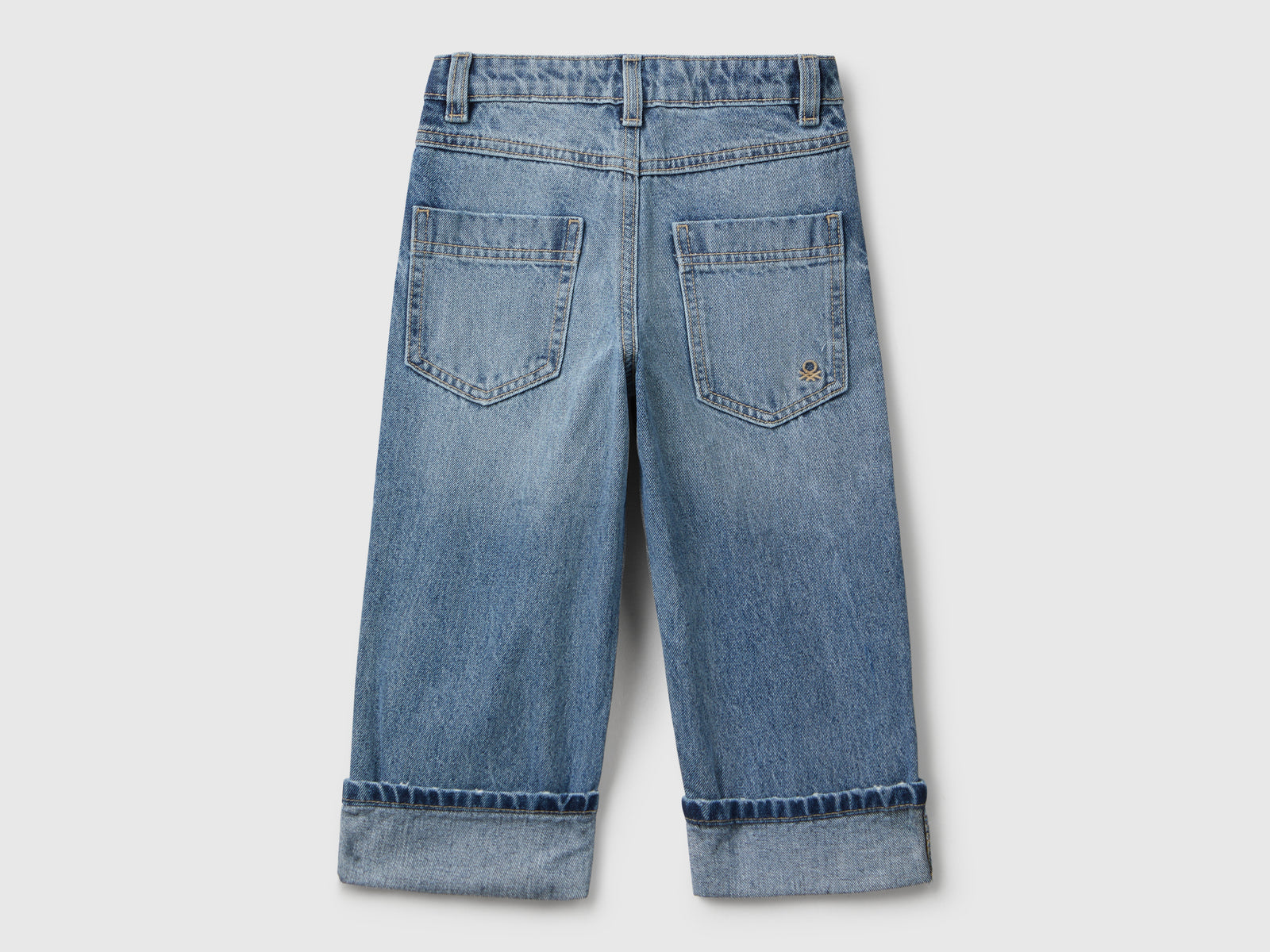 Jeans loose fit con risvolto da bimbo blu 2 | Benetton Outlet