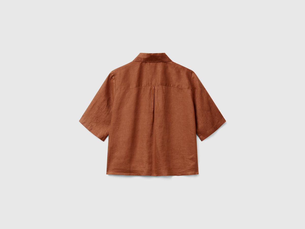 Camicia corta in puro lino