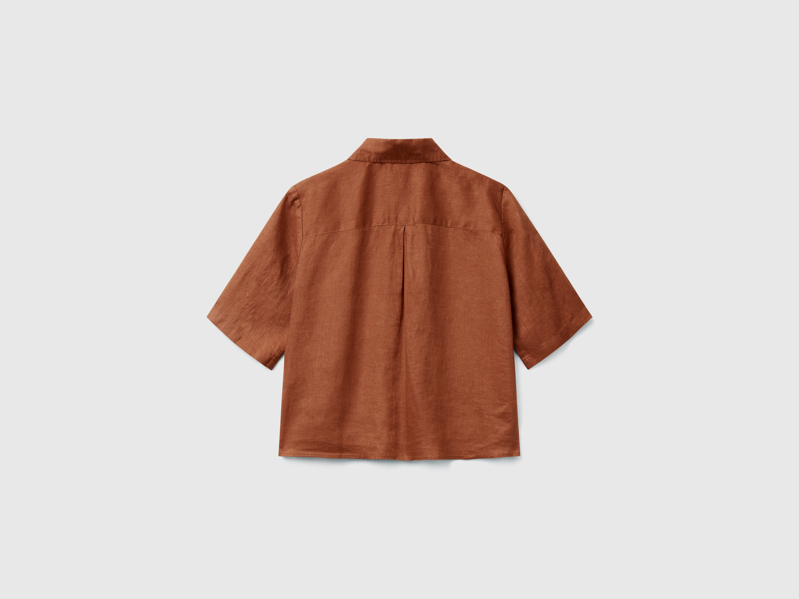 Camicia corta in puro lino da donna bruciato 2 | Benetton Outlet