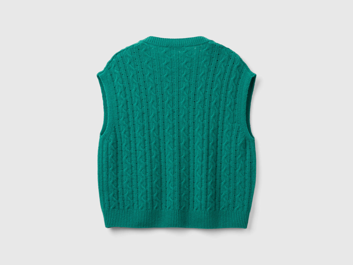 Gilet boxy fit con trecce e trafori