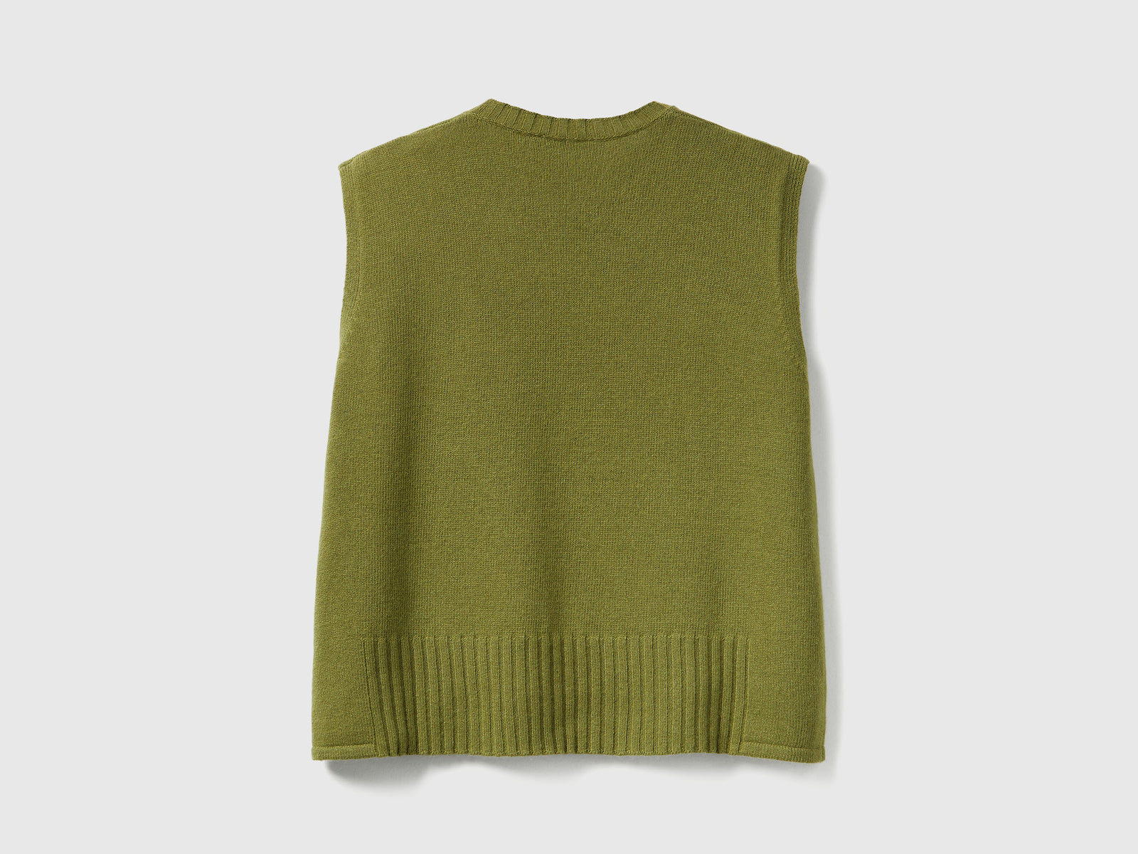 Gilet in misto lana e viscosa da donna verde militare 2 | Benetton Outlet