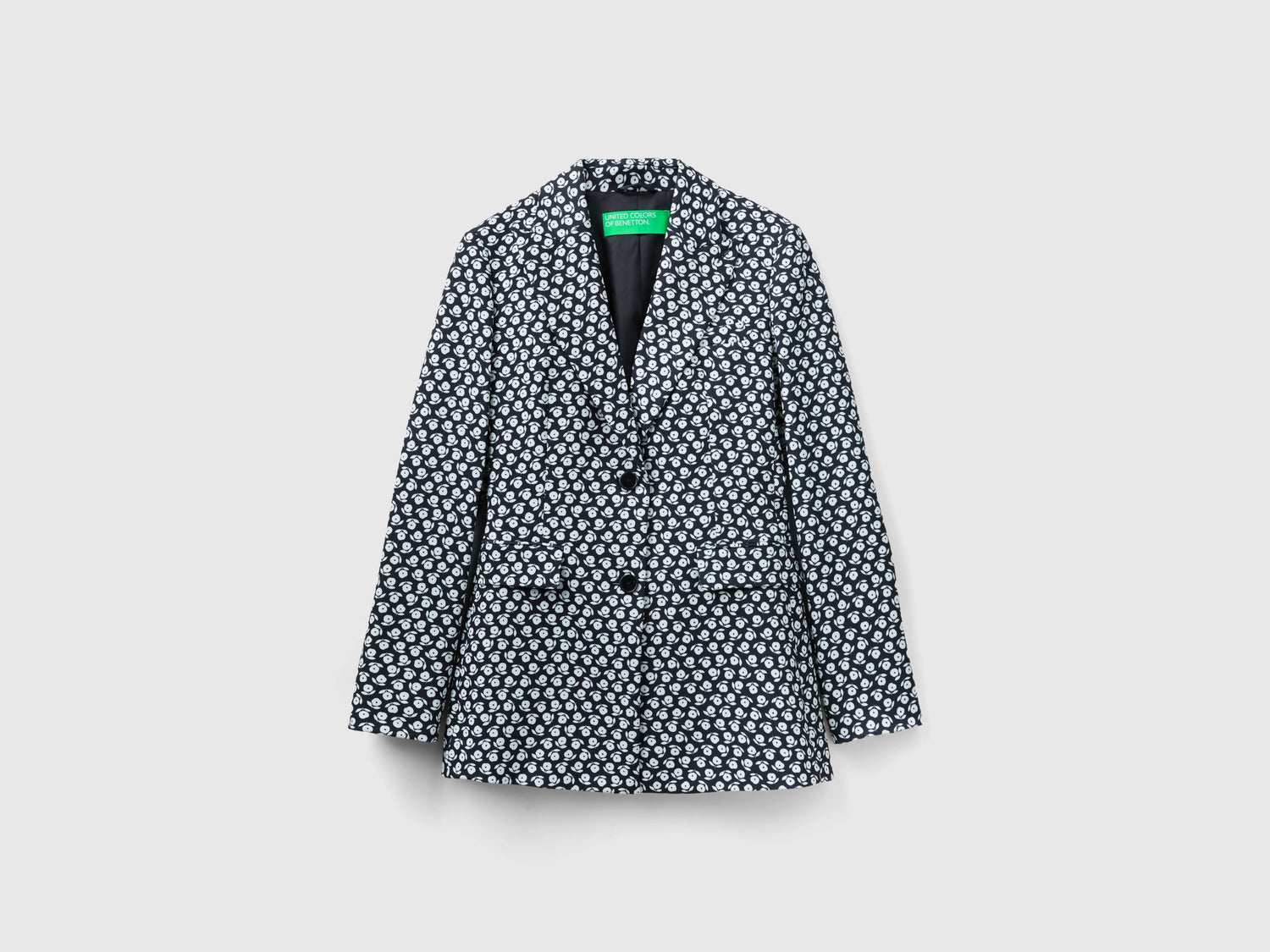 Giacca con stampa fiori da donna nero | Benetton Outlet