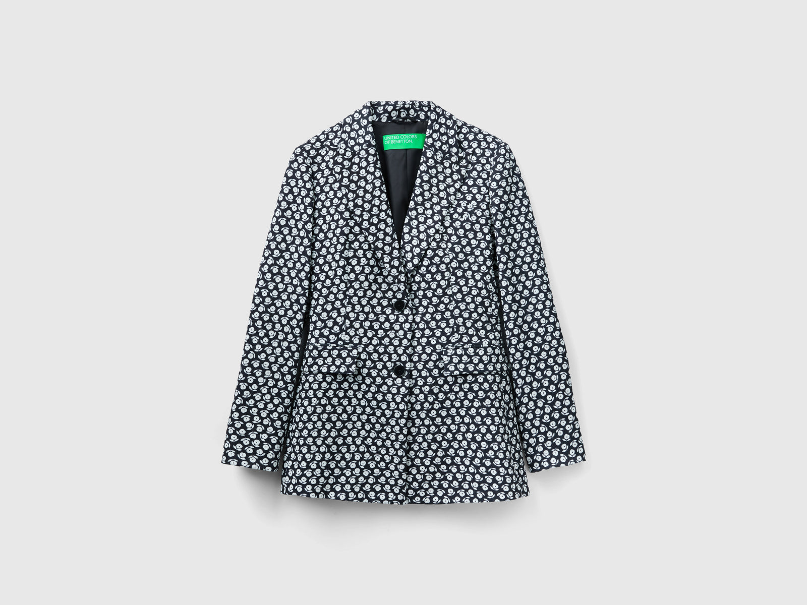 Giacca con stampa fiori da donna nero | Benetton Outlet