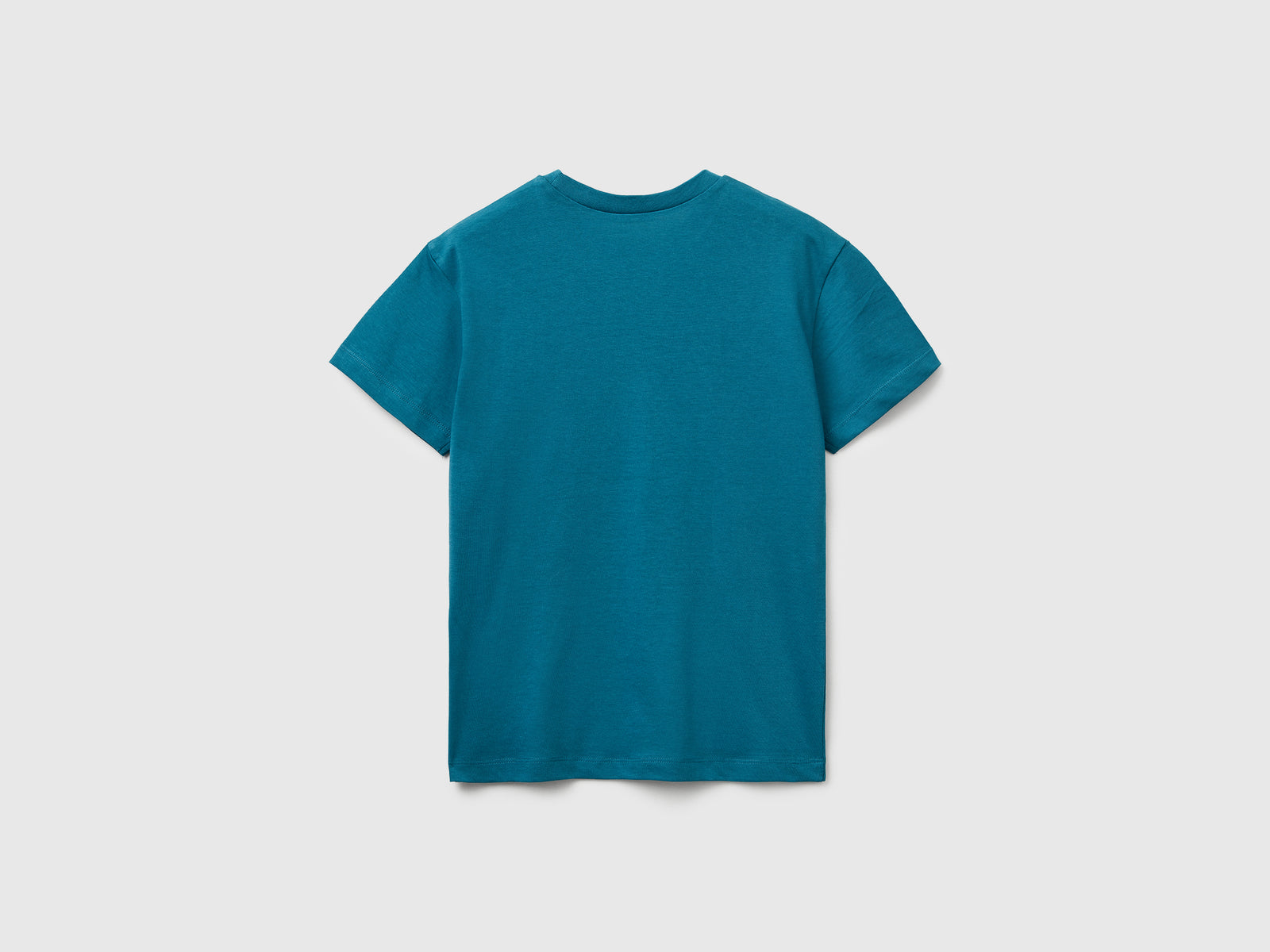 Maglietta in cotone con stampa da bambino verde ottanio 2 | Benetton Outlet
