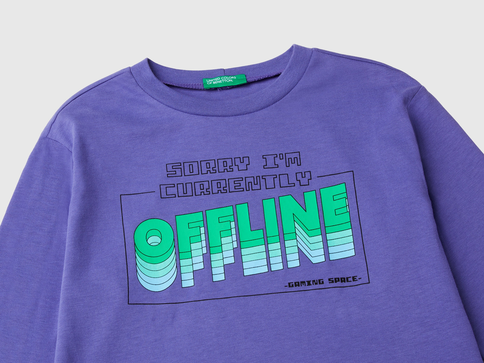 T-shirt con stampa in caldo cotone bio da bambino viola 3 | Benetton Outlet