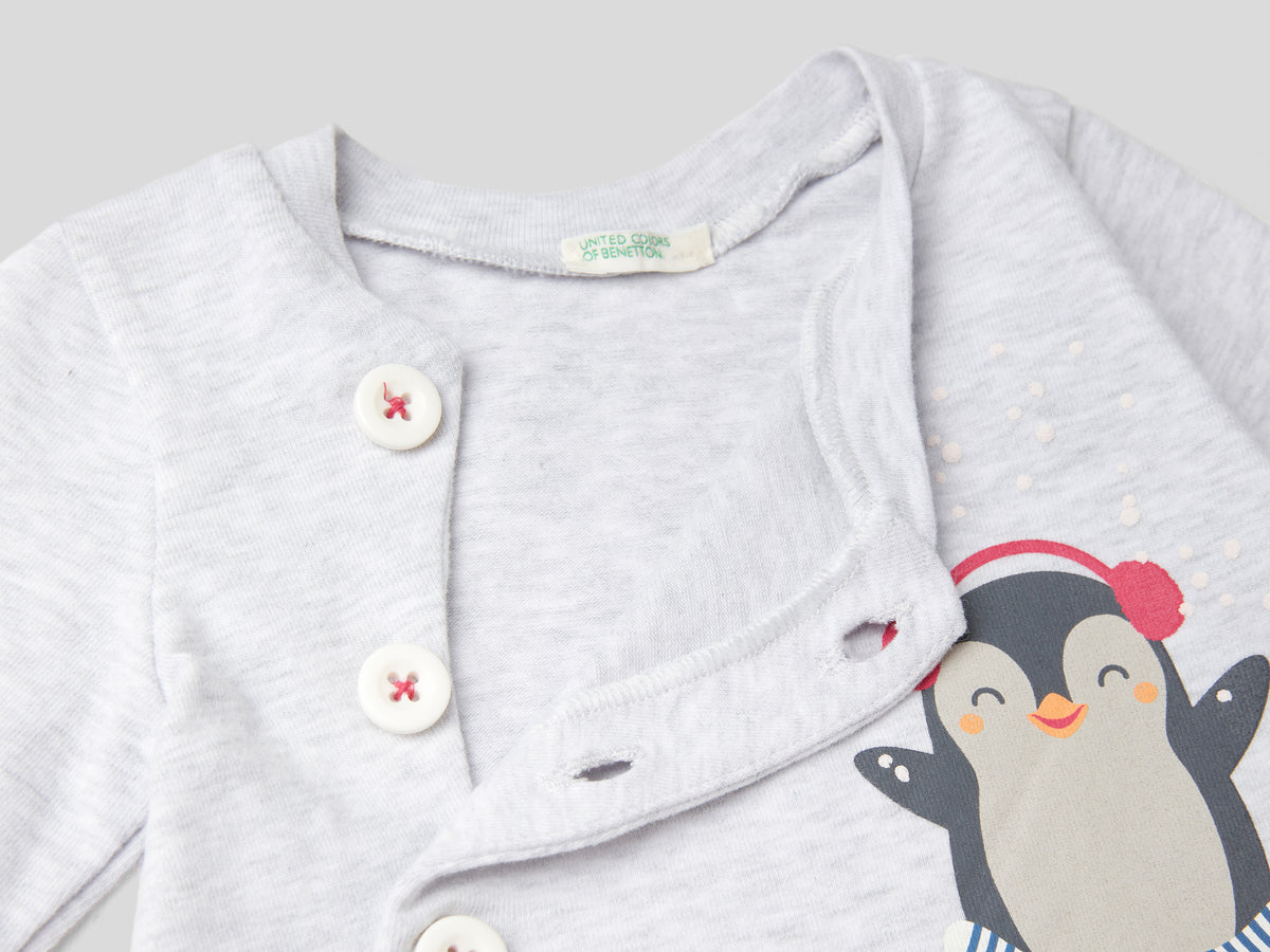 Tuta in caldo cotone stretch con stampa