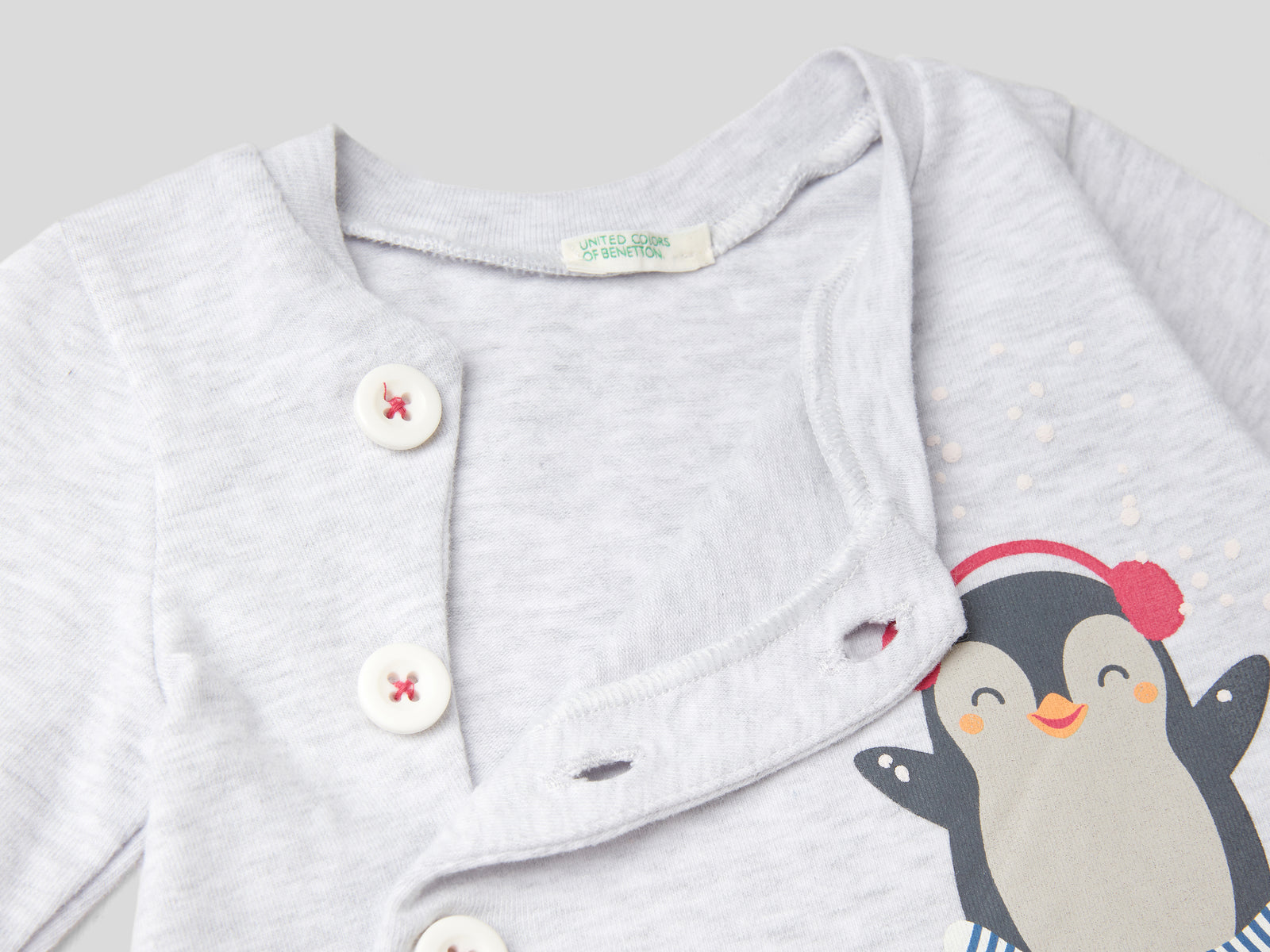 Tuta in caldo cotone stretch con stampa da neonato grigio chiaro 2 | Benetton Outlet